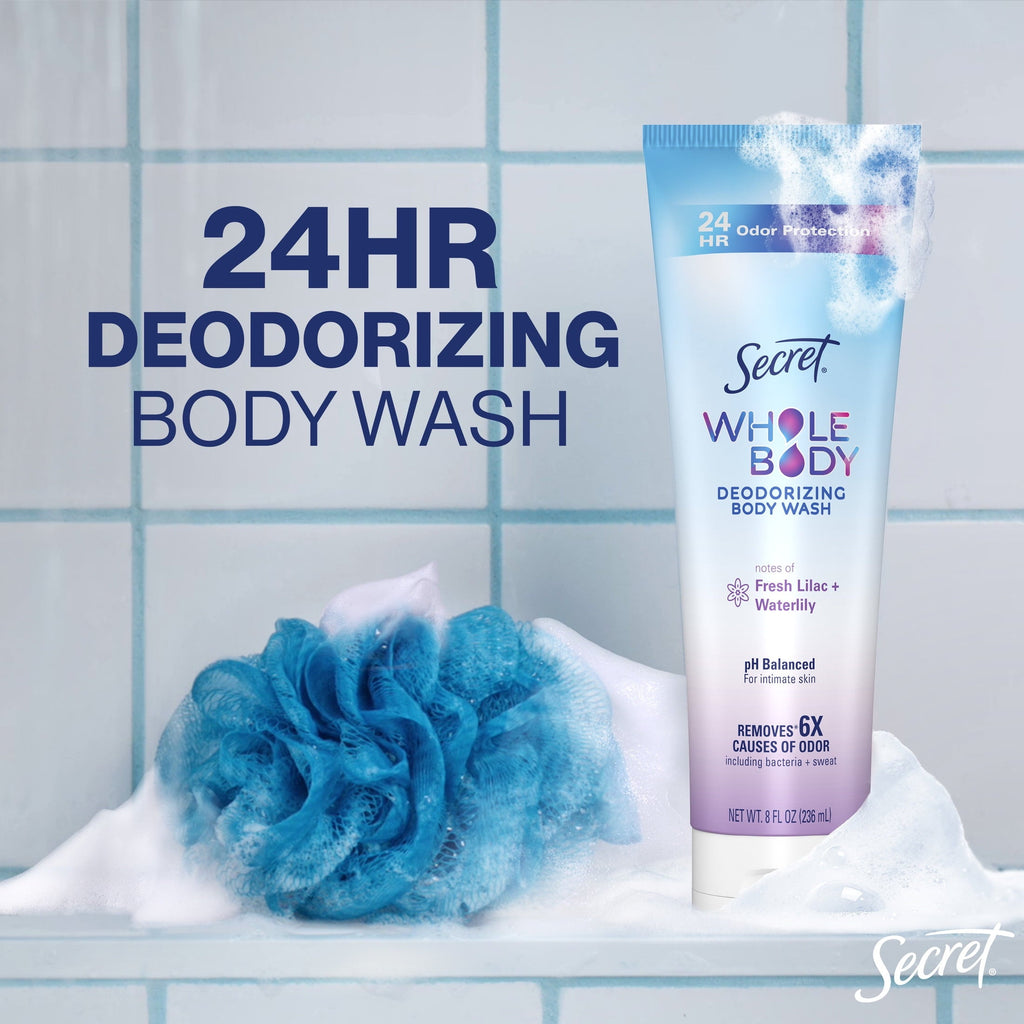 Feminine Wash 24 HR Deodorizing Body Wash for Women, Lilac & Waterlily, 7oz