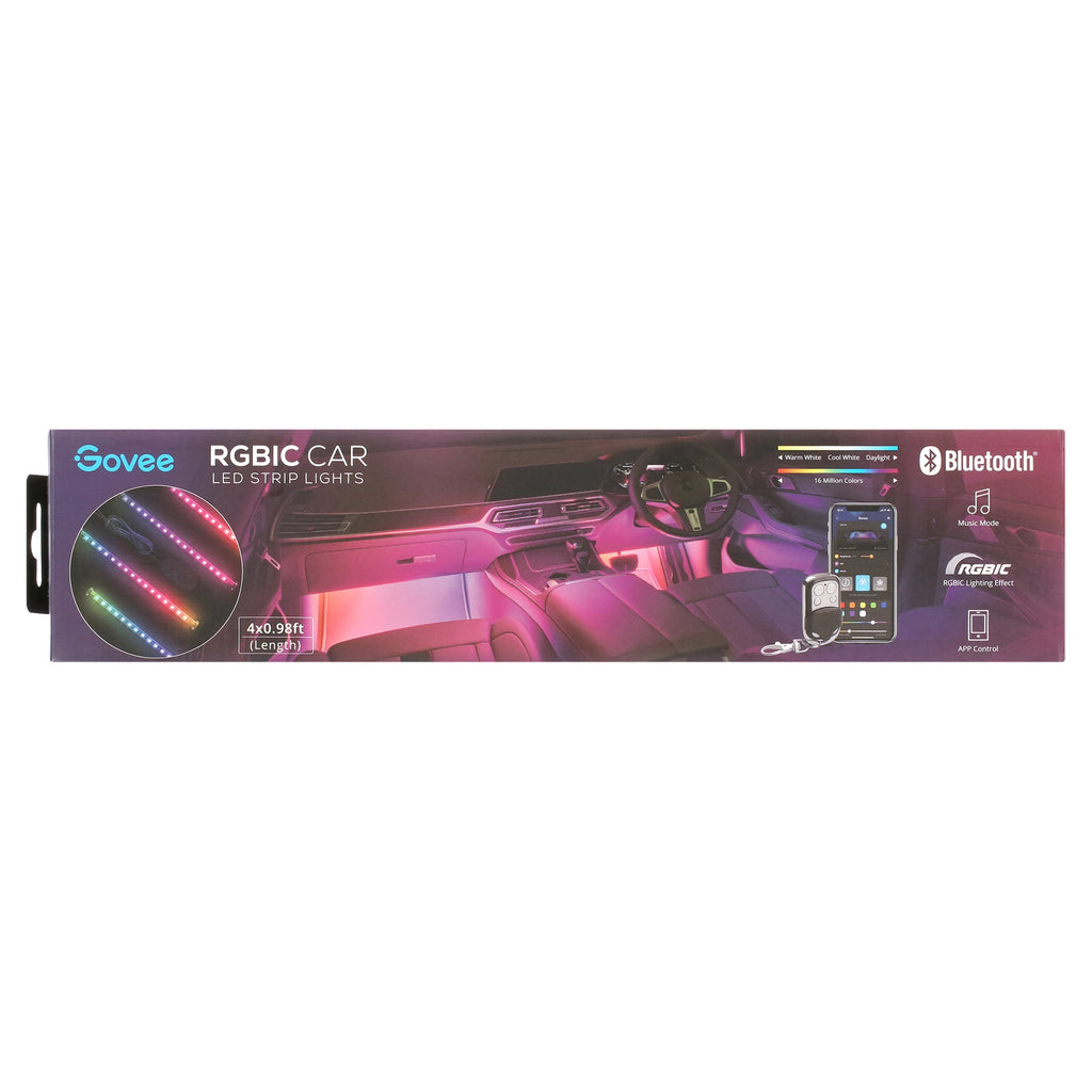 Interior Car LED Lights,RGBIC Color Changing Effect,Smart APP Control,4 Music Mode,4 Pack,0.98 Ft