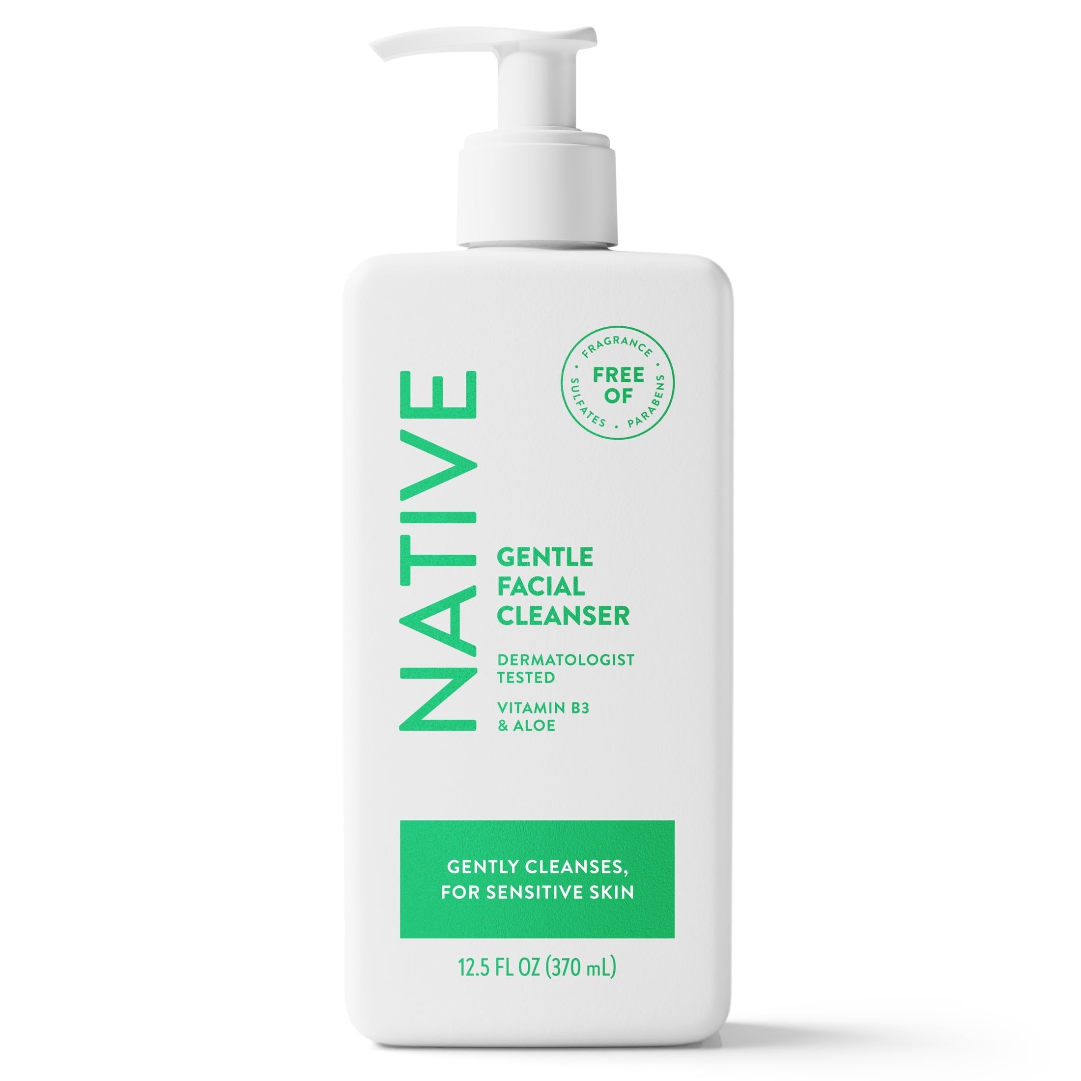 Gentle Face Wash for Sensitive Skin, Fragrance Free, Sulfate Free, with Vitamin B3 and Aloe, Dermatologist Tested, 12.5fl oz