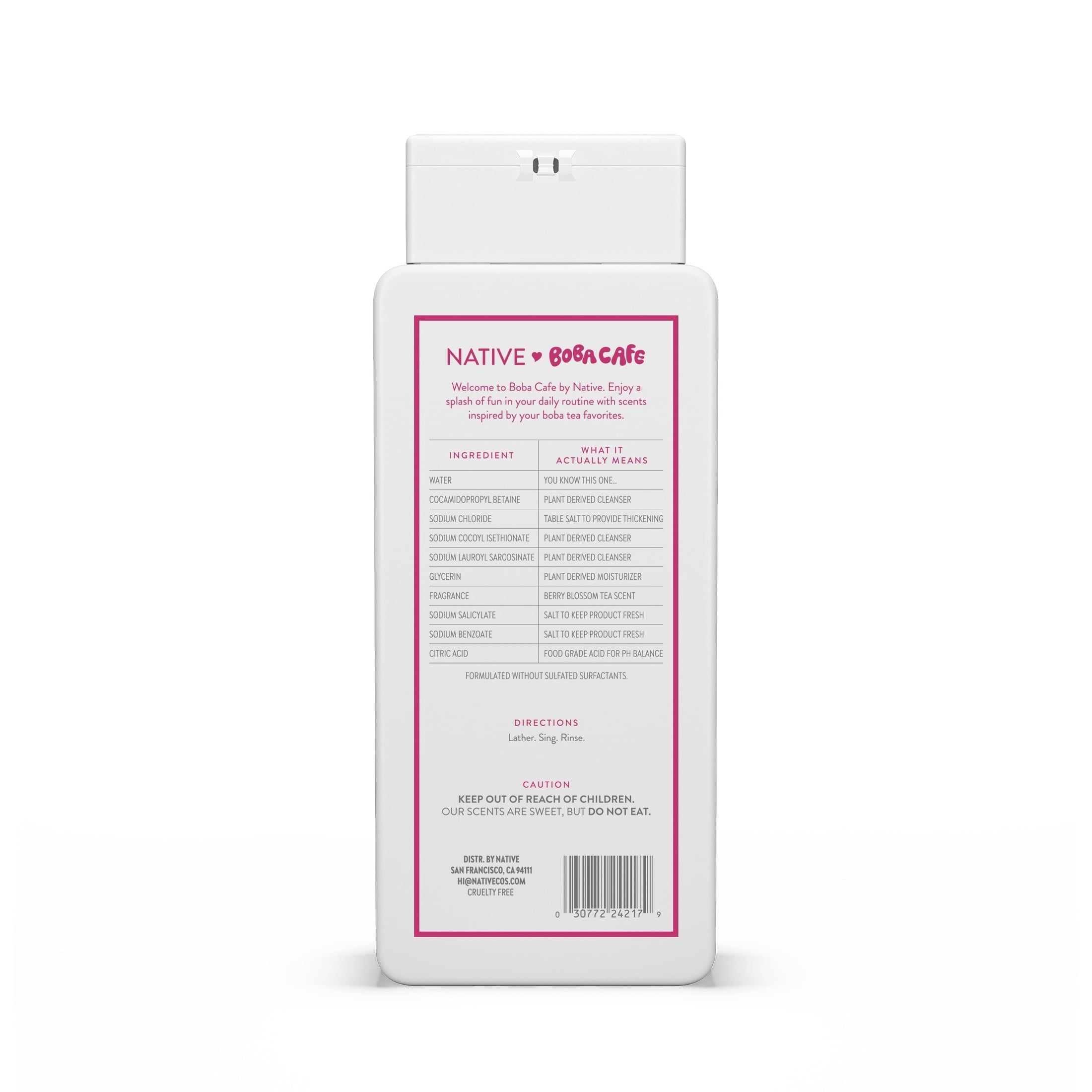Body Wash, Limited Edition Berry Blossom Tea, Sulfate Free Body Wash for Women & Men, Boba Café, 18 fl oz