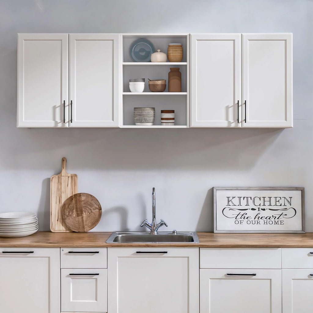 FIMELLO 62.8 ''W X 11''D X 21.7''H Wall Cabinets for Laundry Room, Wooden Kitchen Cabinet, Floating Wall Cabinets, Hanging Wall Cabinet for Laundry, Kitchen, White
