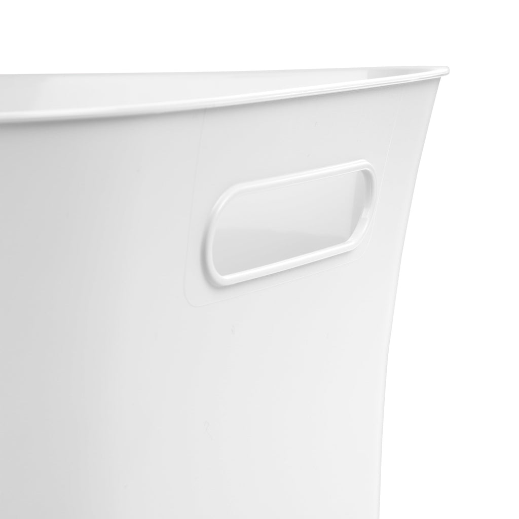 Medium White Plastic Storage Bin, 13.8 in x 9.5 in x 5.8 in