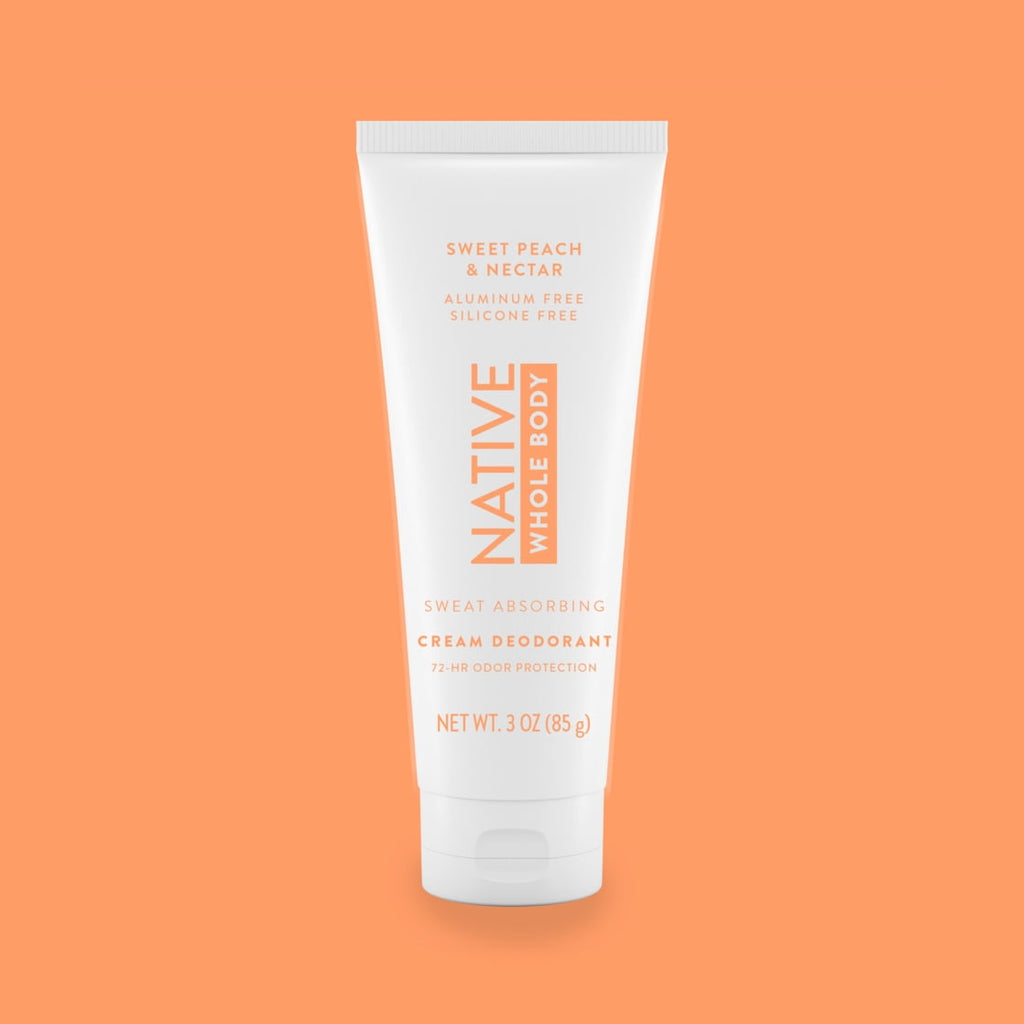 Native Whole Body Deodorant Invisible Cream, Sweet Peach & Nectar, Aluminum-Free, 3 oz
