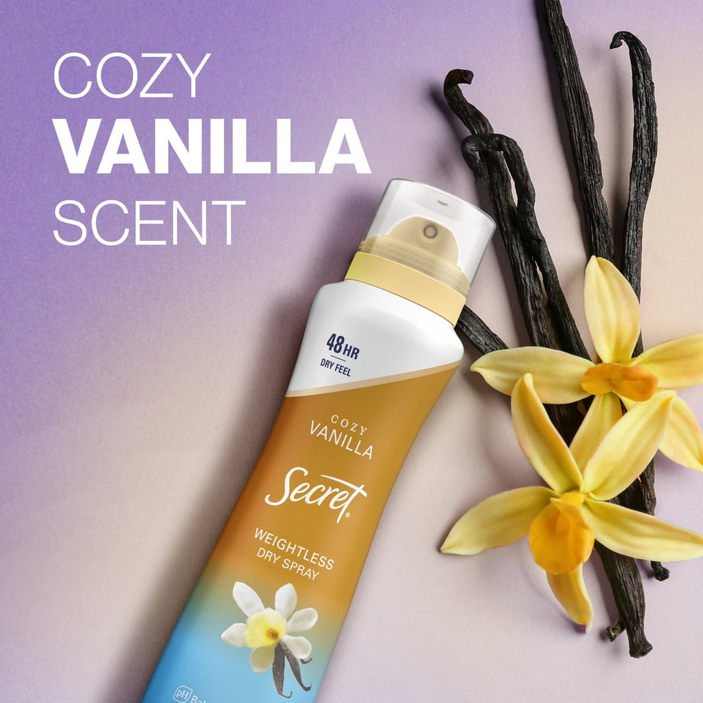 Dry Spray Antiperspirant Deodorant, Vanilla and Argan Oil, 4.1oz.