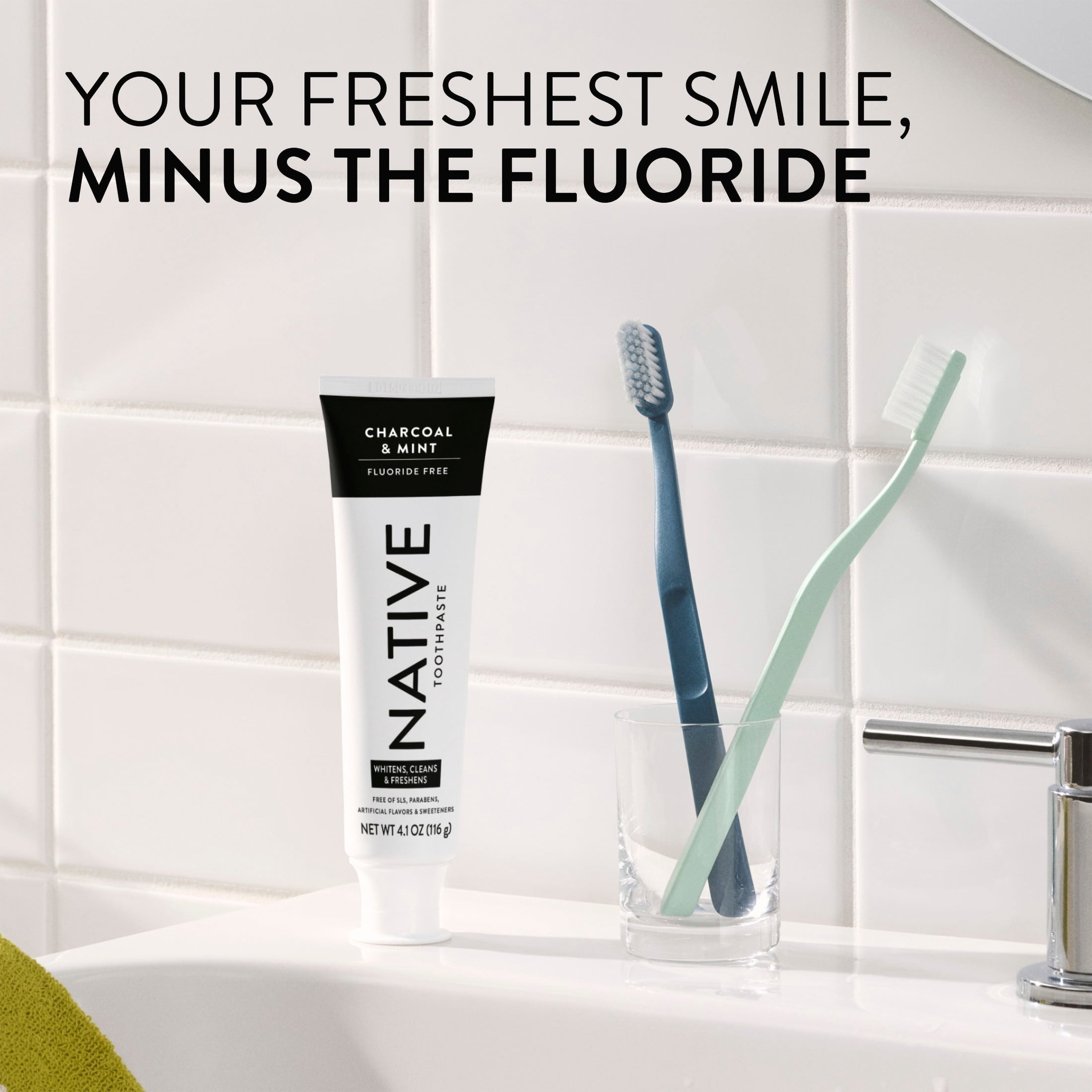 Fluoride Free Toothpaste, Charcoal & Mint Flavor, 4.1 oz, for Adults & Kids 2+