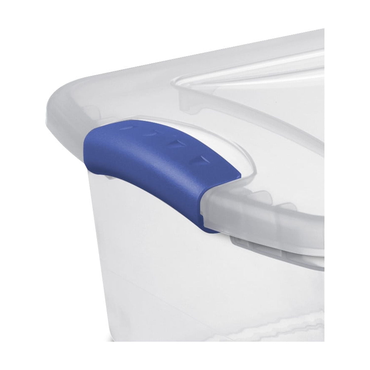 15 Quart Small Latching Storage Bin, Clear Plastic Storage Container with Latch Lid, Blue