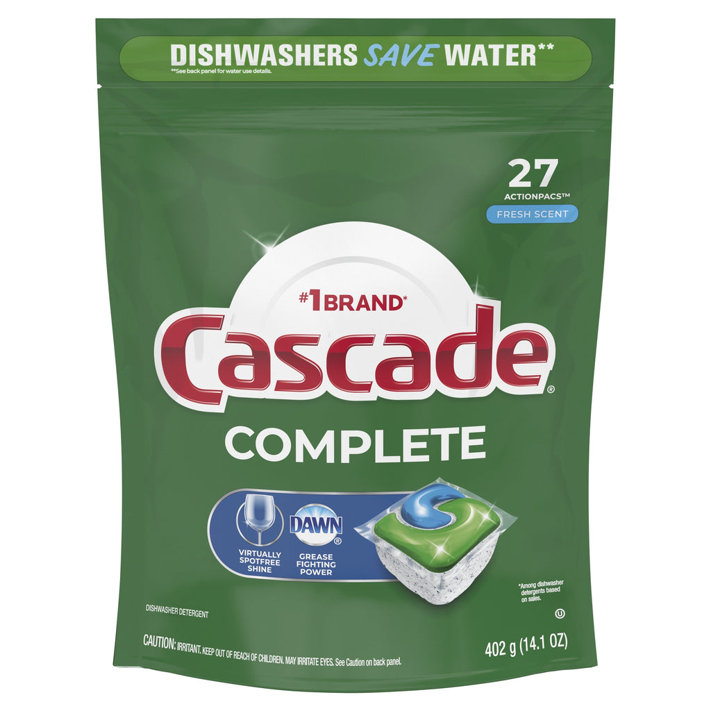 Complete Dishwasher Pods, Action Pacs Dishwasher Detergent, Dishwasher Tabs, Fresh, 27 Count