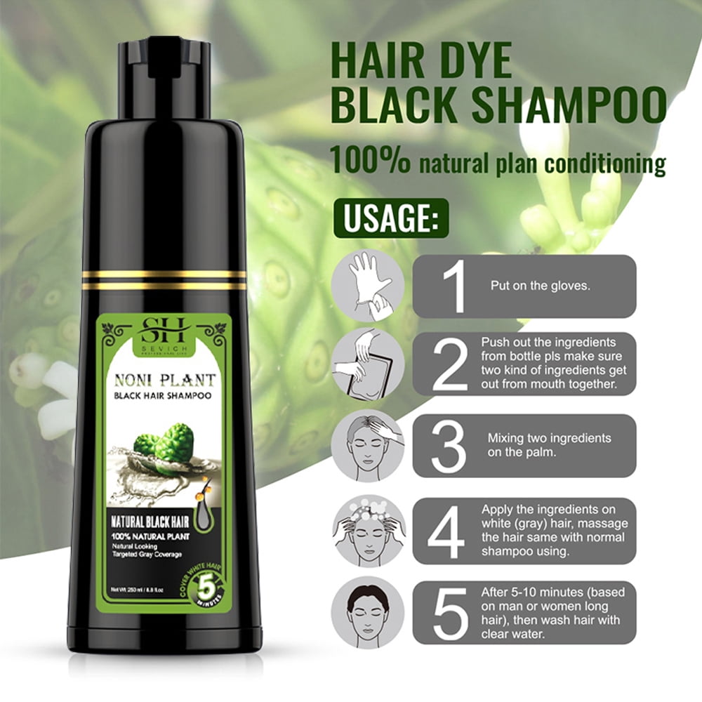 Black Hair Dye Shampoo Fast Instant Magic 3 in 1 Hair Dye Shampoo 250ml Plant Essence Permanent Black Hair Color Dye Shampoo For Women Men Cover Gray White Hair