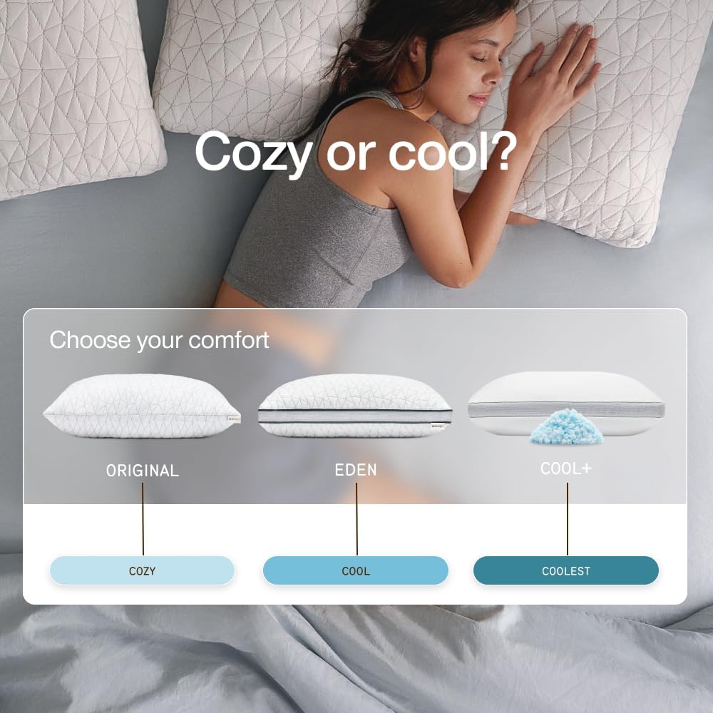 Coop Home Goods Eden Cut-Out Bed Pillow for Side Sleepers, Queen Size, Adjustable Medium Soft Memory Foam Cooling Pillow with Ergonomic Shoulder Cut-Out, CertiPUR-US/GREENGUARD Gold