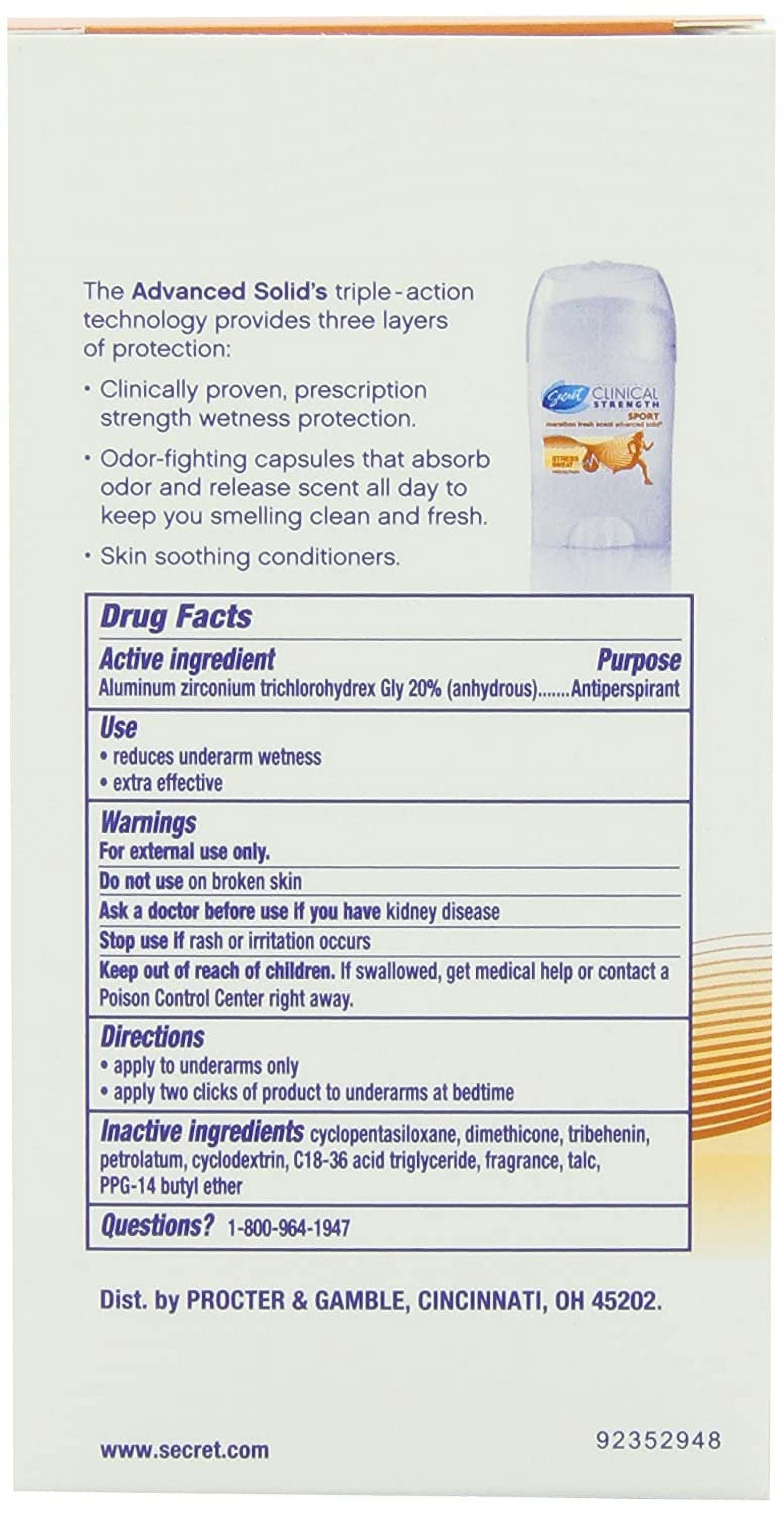 Clinical Strength Anti-Perspirant Deodorant Smooth Solid, Sport Fresh Scent 2.60 oz (Pack of 3)