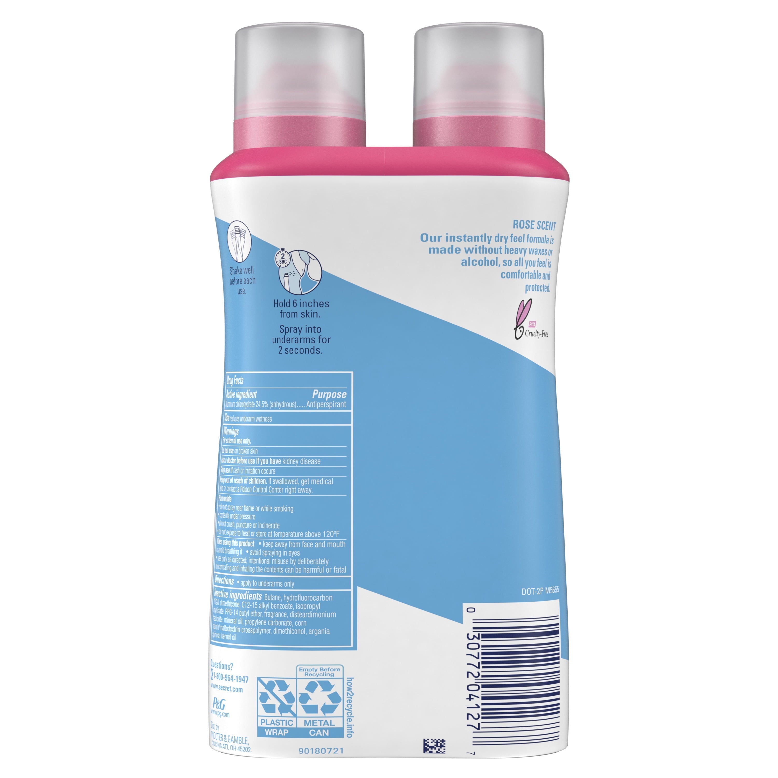 Dry Spray Antiperspirant Deodorant, Wild Rose and Argan Oil, 4.1oz, Pack of 2