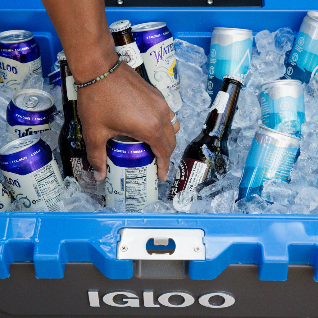 72 QT Overland Ice Chest Cooler with Wheels, Gray and Sneaky Blue