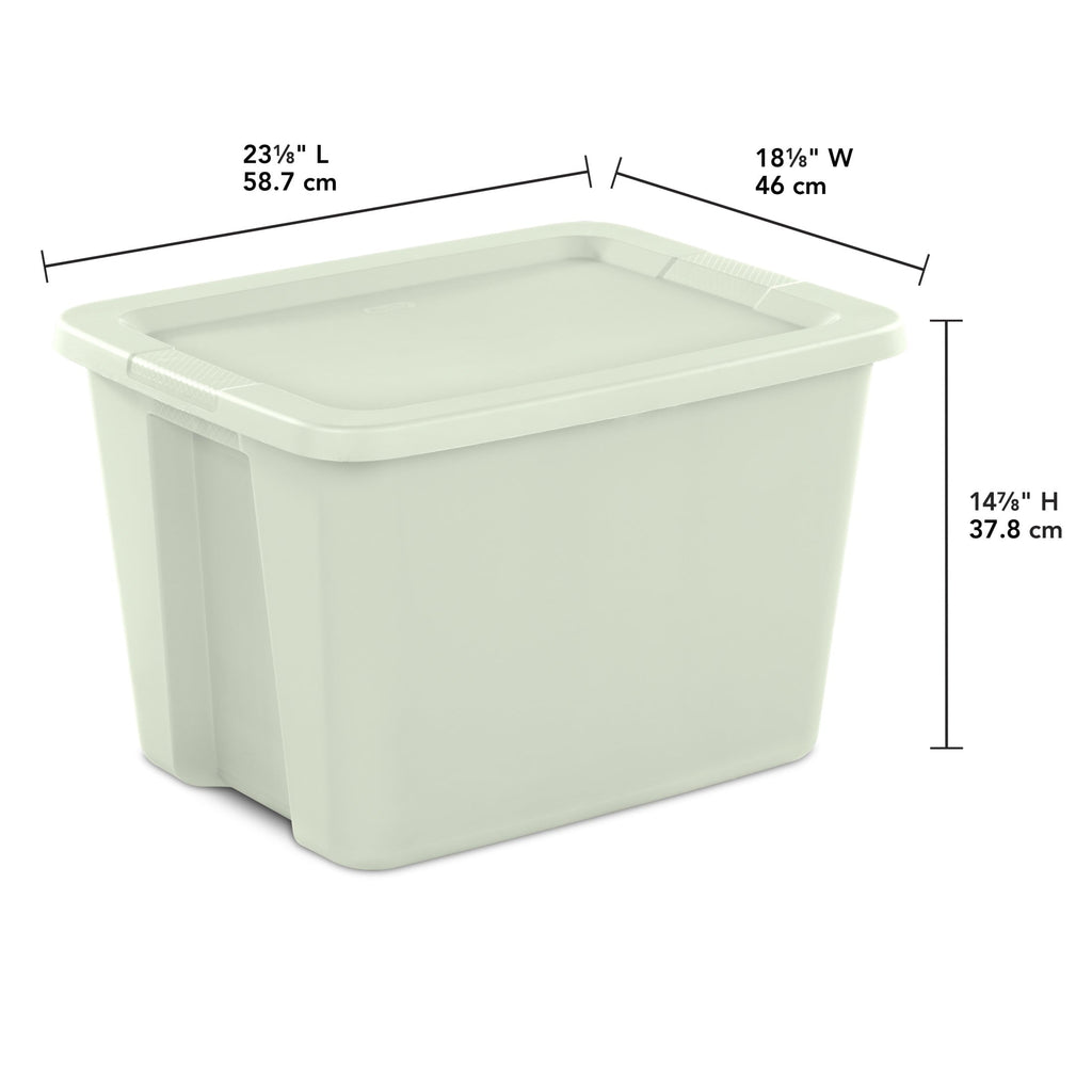18 Gallon Tote, Plastic Storage Bin with Snap-on Lid, Light Green