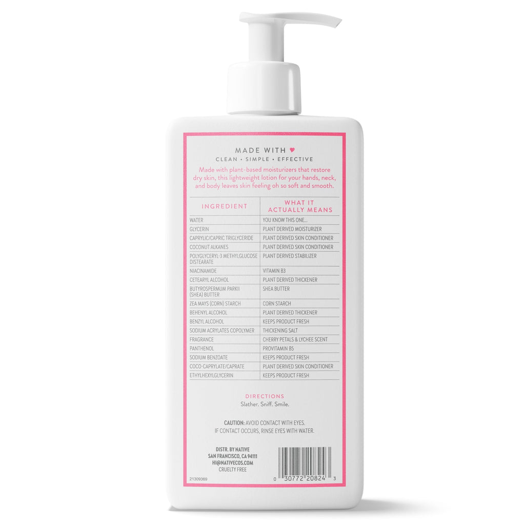 Moisturizing Body Lotion, Cherry Petals & Lychee, Daily Dermatologist Tested for Sensitive Skin, for Women & Men, 16.5 fl oz