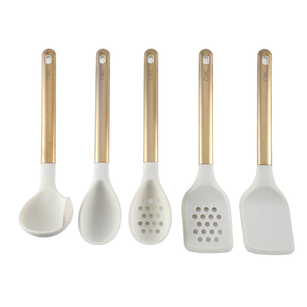 5-Piece Stainless Steel & Silicone Utensil Set – & Nonstick Safe