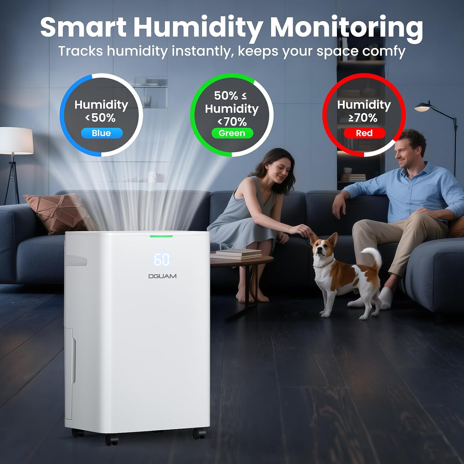 4500 Sq. Ft Dehumidifier, Max 80 Pint Dehumidifier for Basement, Compressor Dehumidifiers for Home with Drain Hose, Smart Humidity Control, Energy Efficient, Quiet for Bedroom, Large Rooms.