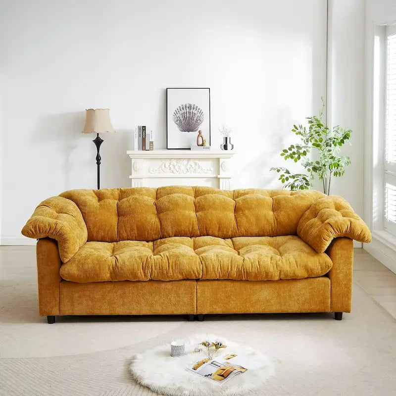 99.2 Chenille Comfort Deep Seat Sofa, Upholstered Fluffy Cloud Sofa