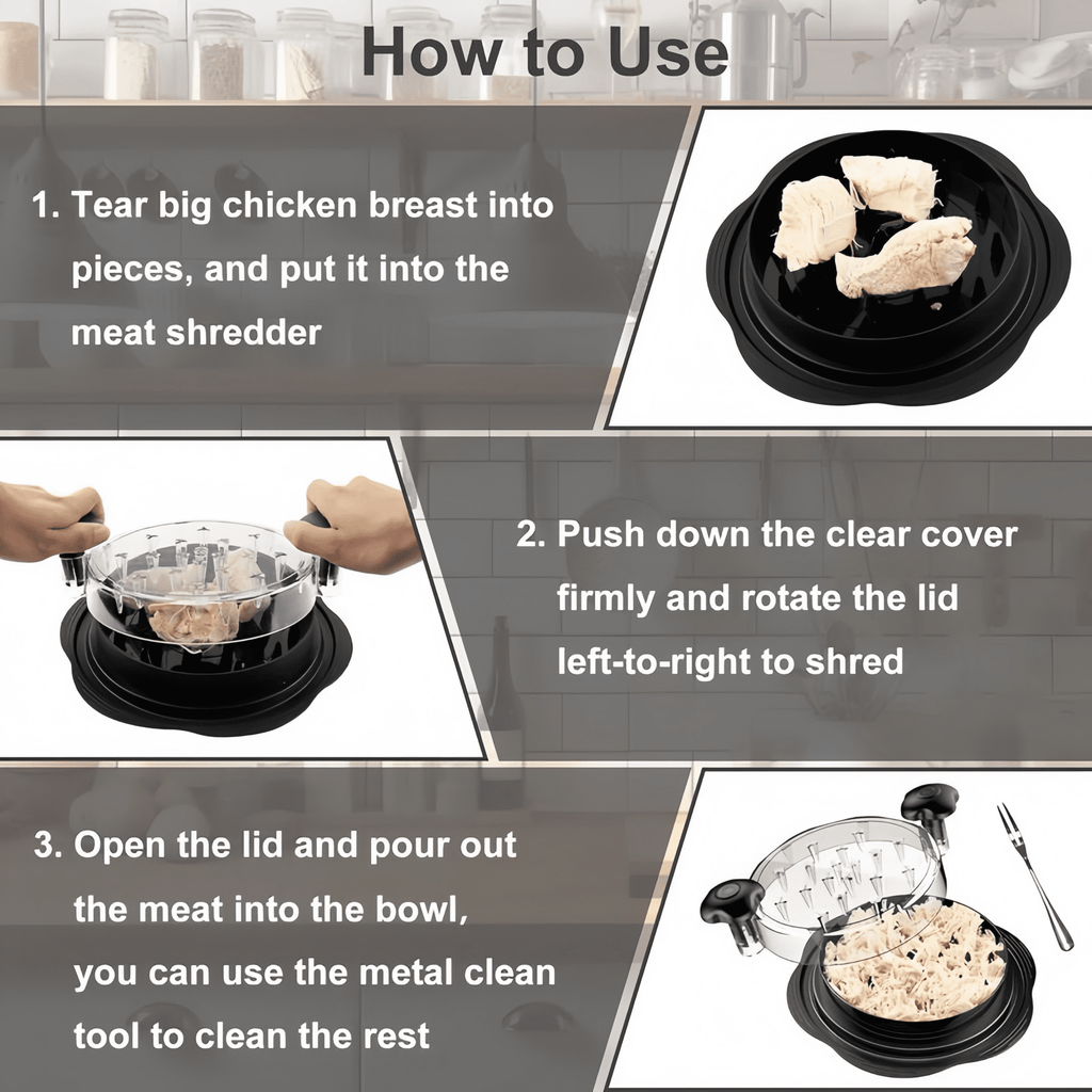 Chicken Shredder Tool Twist (Large 10 Inch), Meat Shredder for Pulled Pork Beef & Chicken, BPA Free with Anti-Slip Base & Handle, Kitchen Gadget, 1 Count