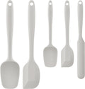 Food Grade Silicone Rubber Spatula Set, 5 Pcs Kitchen Cooking Baking Mixing Utensil Sets, High Non Stick Dishwasher- Khaki
