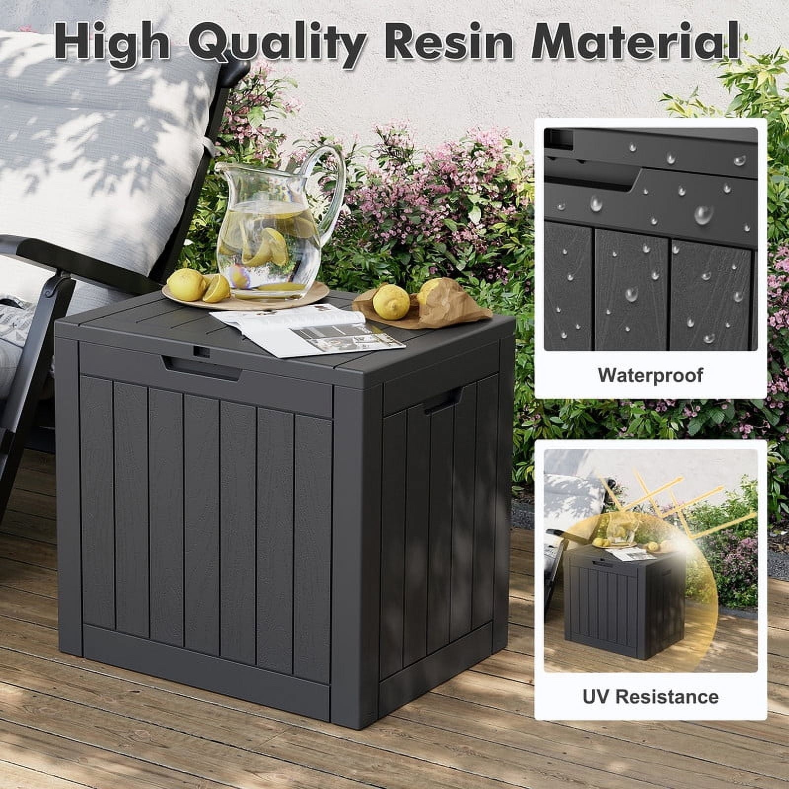 31 Gallon Deck Box, Resin Outdoor Storage Box, and Storage Deck Box for Garden Tools, Supplies, Toys