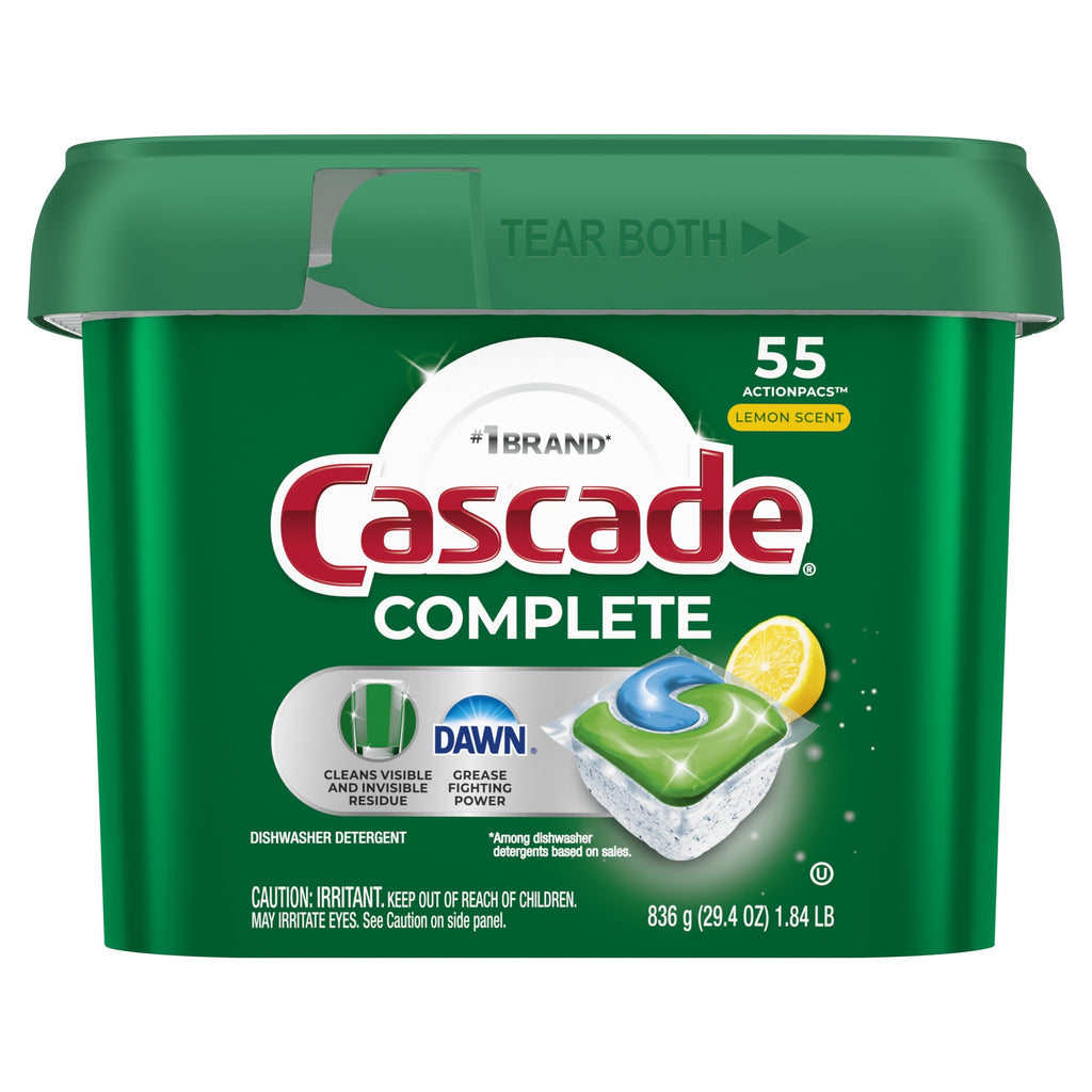 Complete Dishwasher Pods, Dishwasher Detergent, Dish Detergent Soap, Lemon, 55 Count