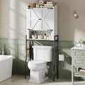 Memobarco Over The Toilet Storage Cabinet, Over Toilet Organizer with 2-Door & Metal Stand, Bathroom Organizers and Storage with Adjustable Shelves for Bathroom, Restroom, Laundry, White