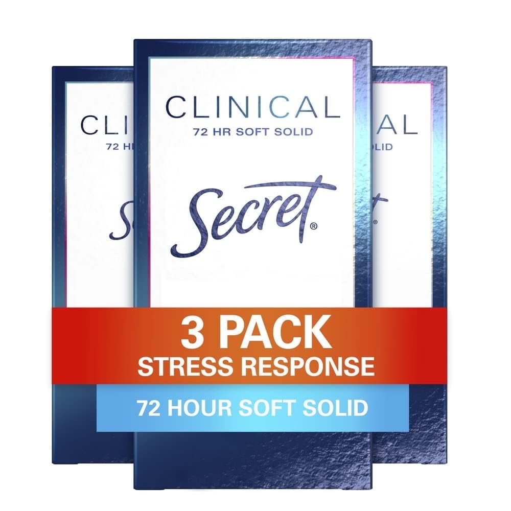 Clinical Strength Antiperspirant And Deodorant Women, Soft Solid Stress Response, 72 Hr Sweat Protection, 1.6 Oz (Pack Of 3)