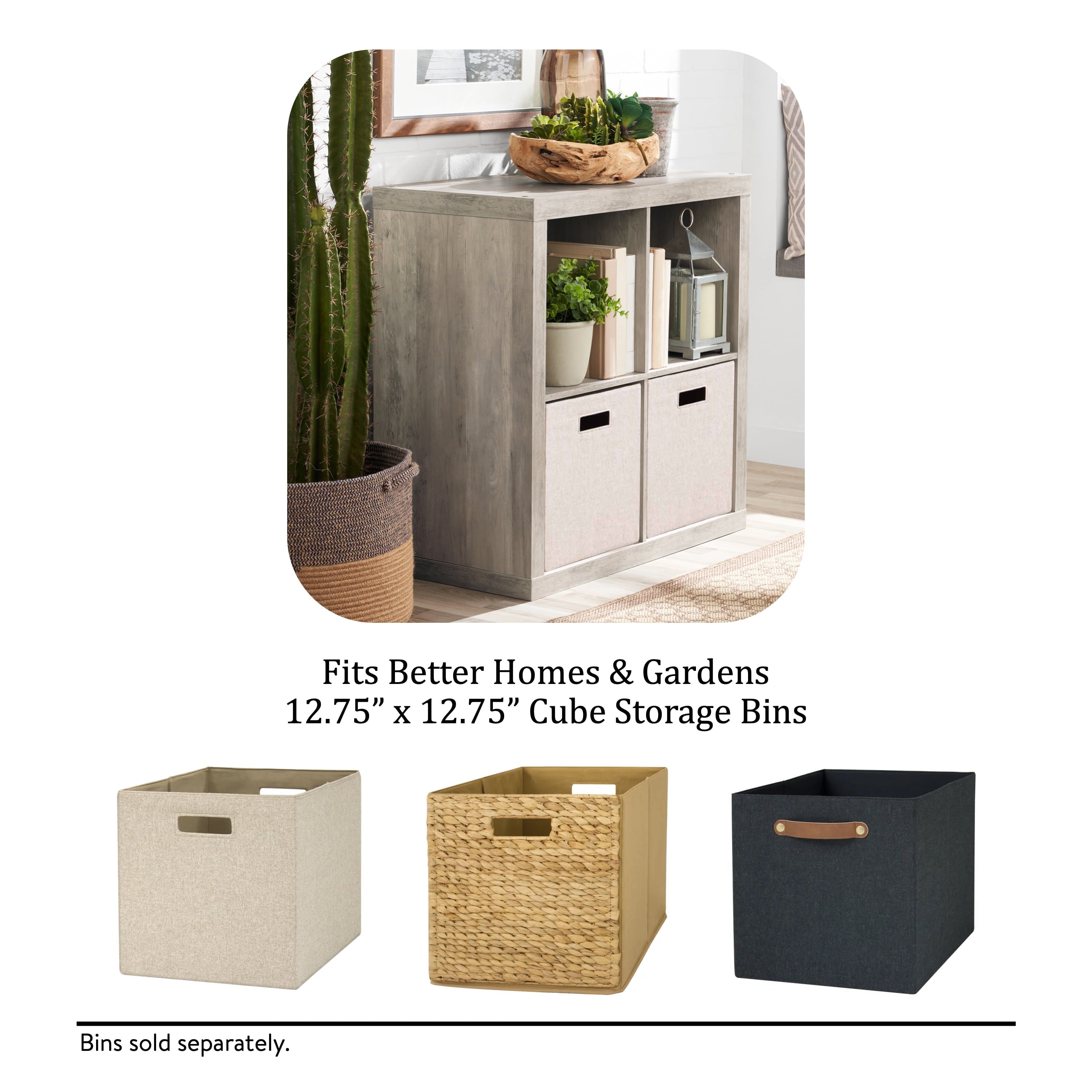 Better Homes & Gardens 4 Cube Storage Organizer, White Texture