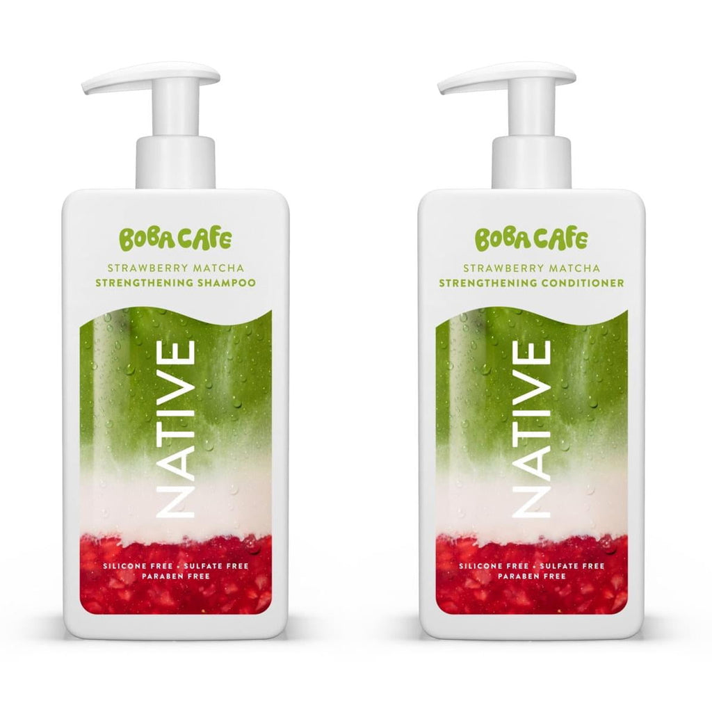 Limited Edition Strawberry Matcha Boba Shampoo and Conditioner Regimen