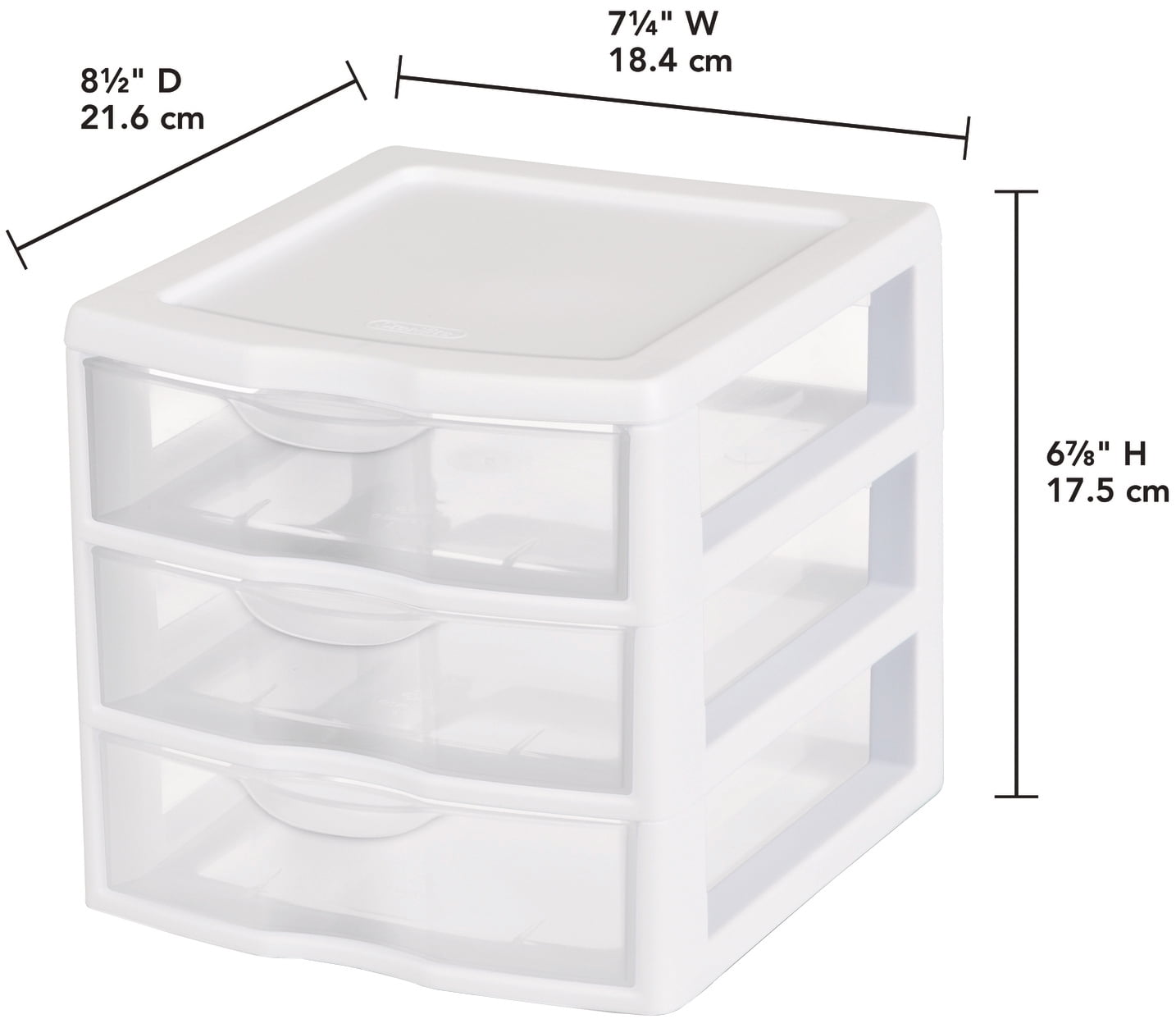 3 Drawer Clear Storage Bin, Desktop Drawer Storage Container, White