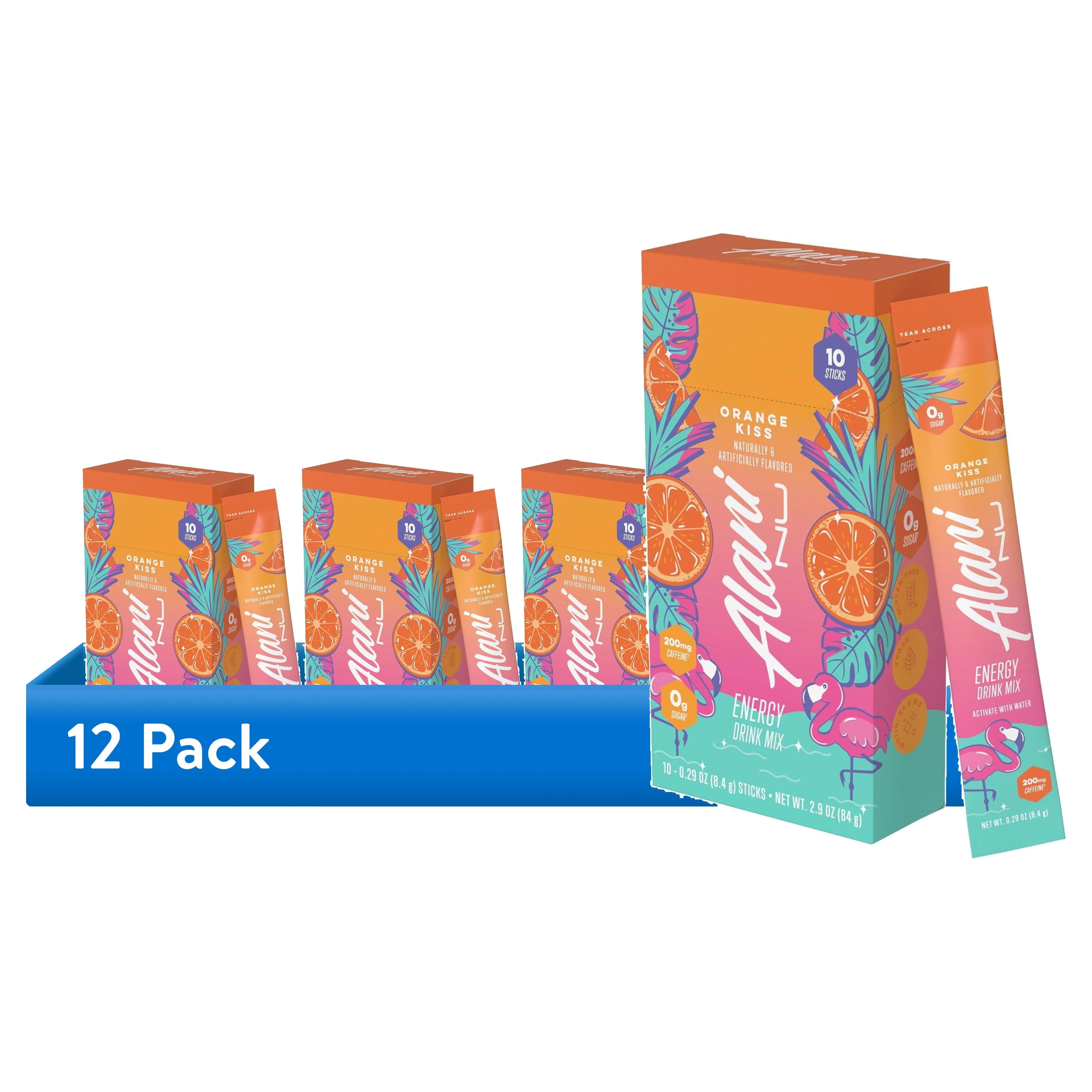 12 pack) Alani Nu Energy Sticks, Orange Kiss, 10 Count, 200mg