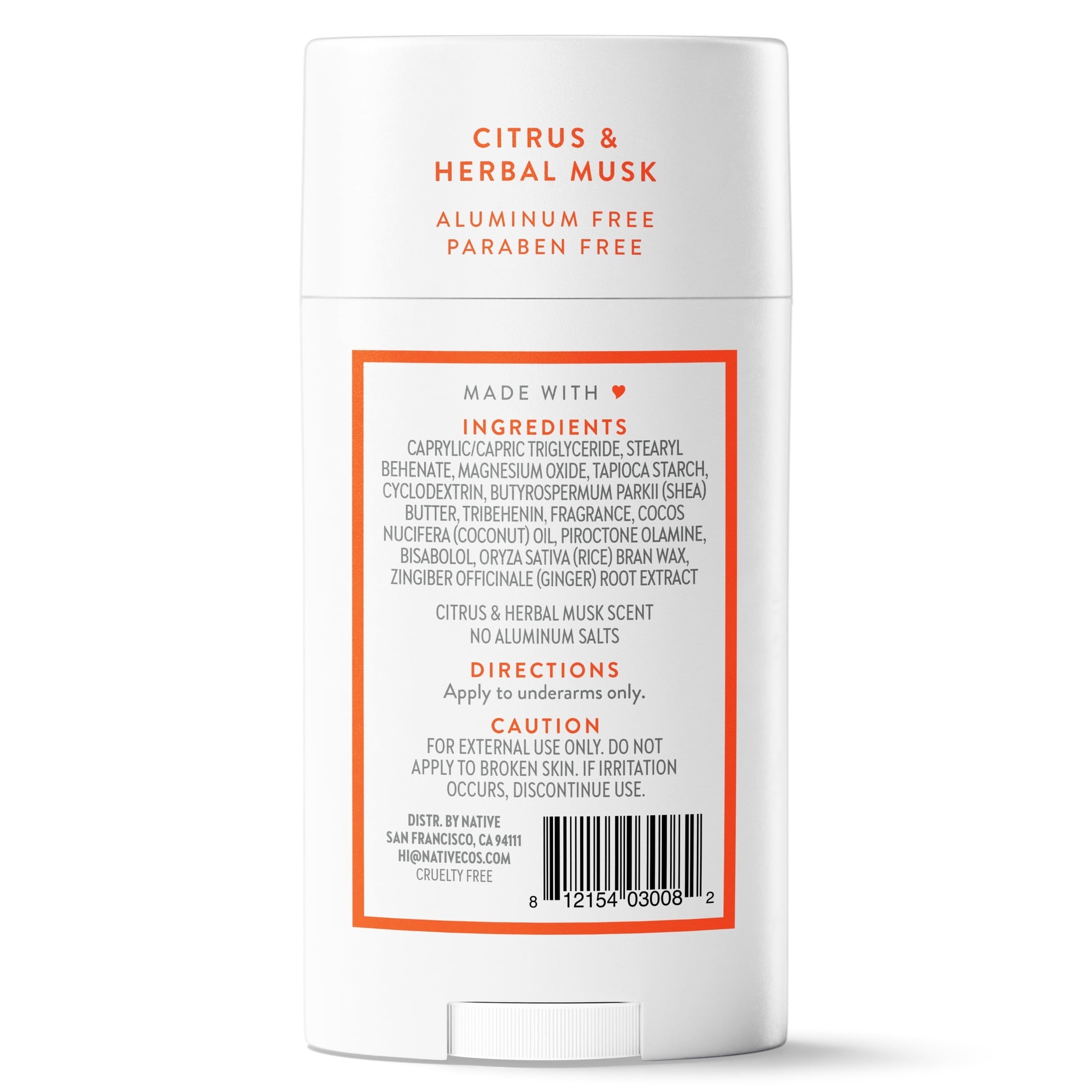 Deodorant, Aluminum Free, Citrus & Herbal Musk, Deodorant for Men and Women, 2.65 oz