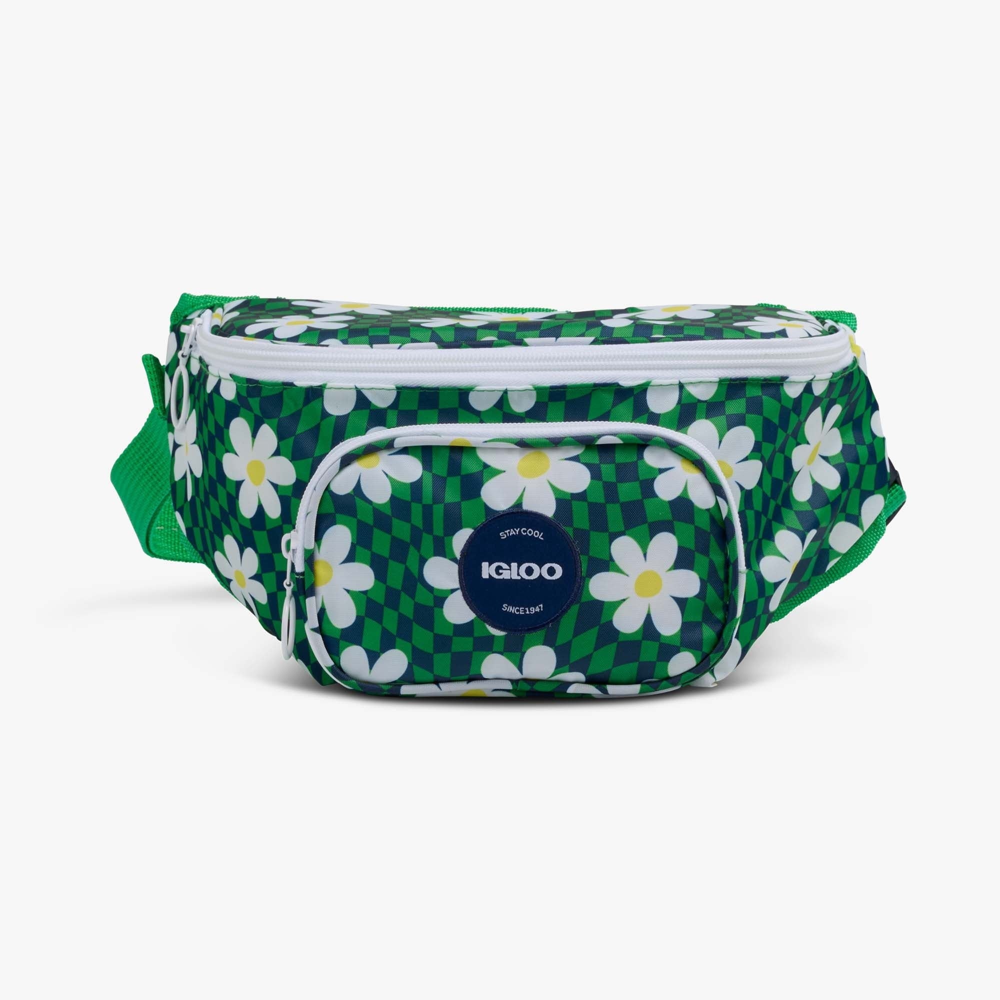 3 can Retro Fanny Pack Cooler Bag, Purple and Aqua Blue