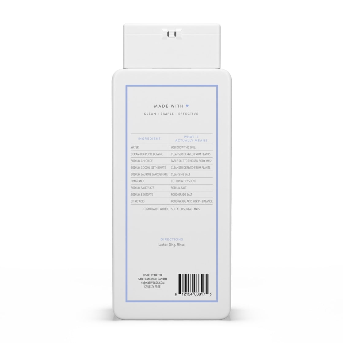 Body Wash, Coconut & Vanilla, Sulfate Free, Naturally Derived Ingredients, 24hr Freshness, for Women & Men, 18 fl oz