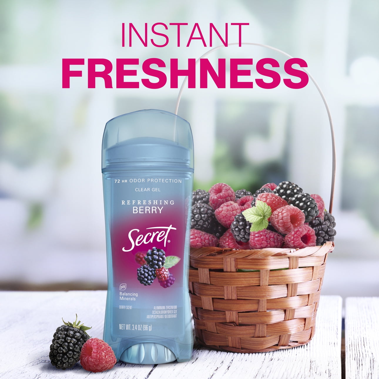 Fresh Antiperspirant Deodorant Clear Gel, Berry, 3.4 oz
