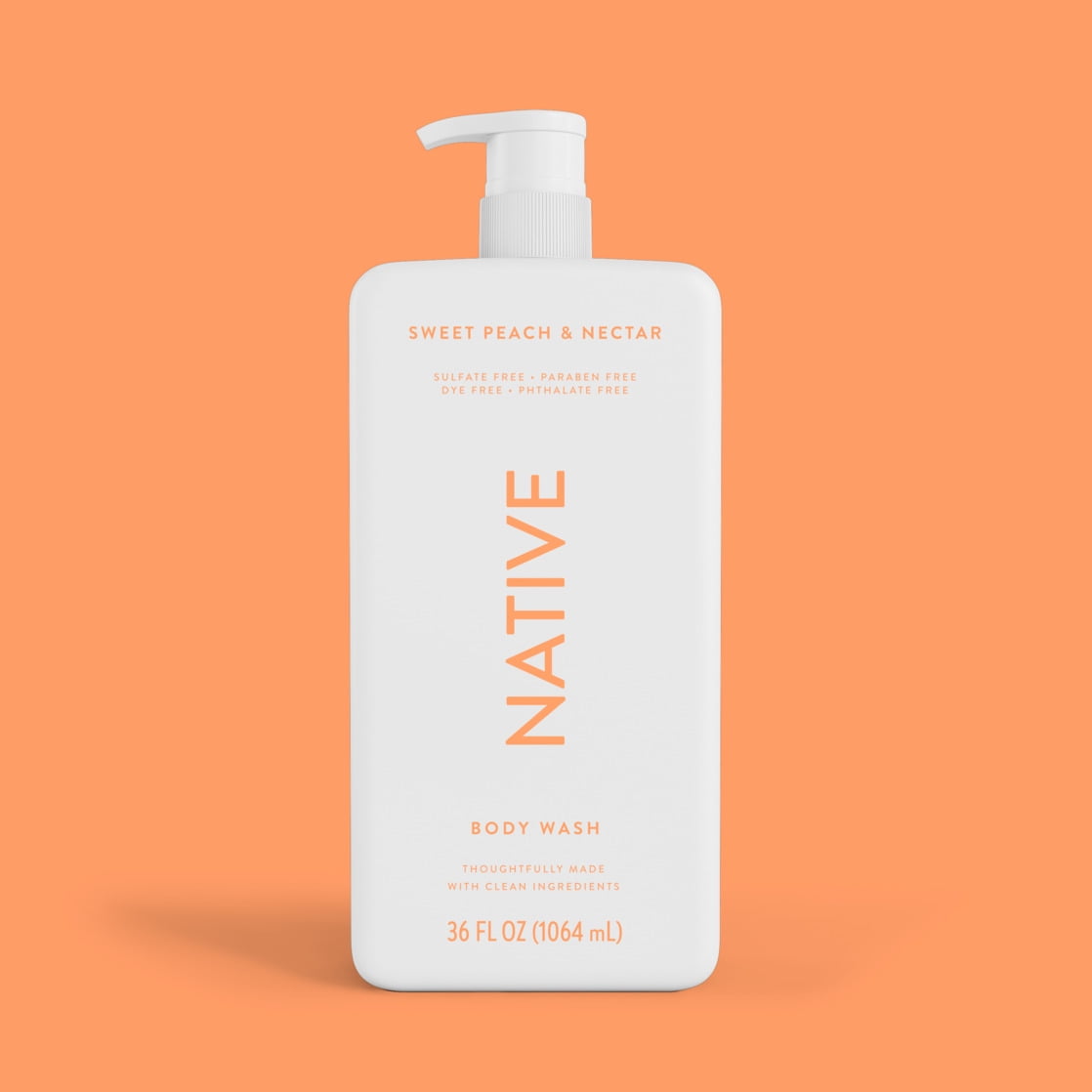 Body Wash, Sweet Peach & Nectar, Sulfate Free, Naturally Derived Ingredients, 24hr Freshness, for Women & Men, 36 fl oz