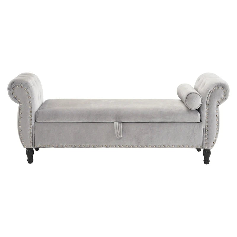Xanthia Traditional Velvet Multifuntional Storage Ottoman Bench with Pillow by Christopher Knight Home