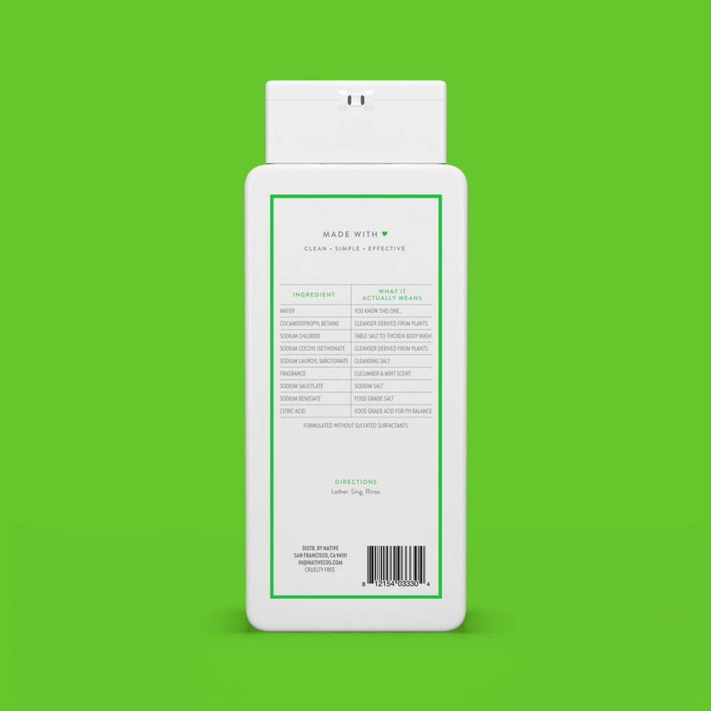 Body Wash, Cucumber & Mint, Sulfate Free, Naturally Derived Ingredients, 24hr Freshness, for Women & Men, 18 fl oz