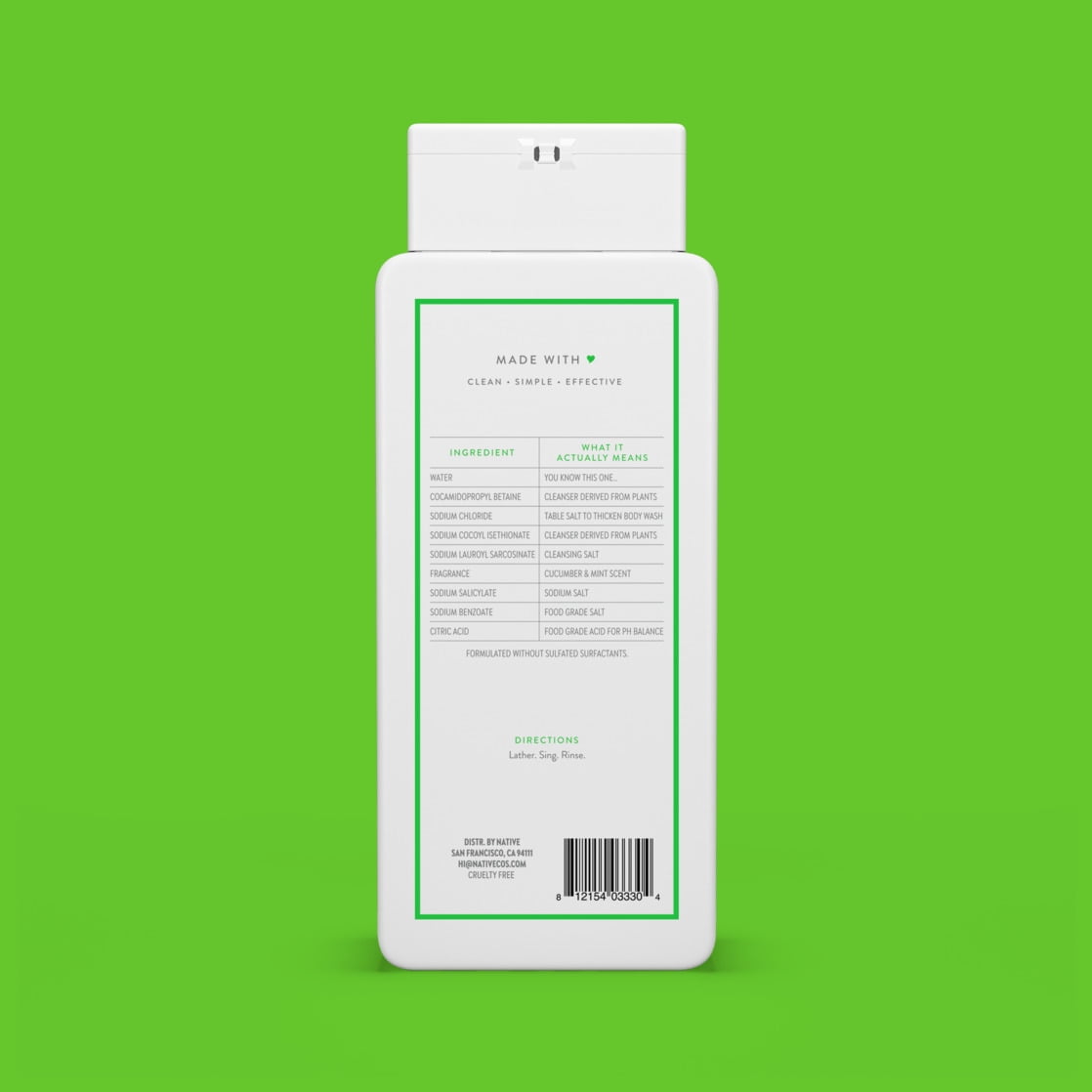 Body Wash, Cucumber & Mint, Sulfate Free, Naturally Derived Ingredients, 24hr Freshness, for Women & Men, 18 fl oz