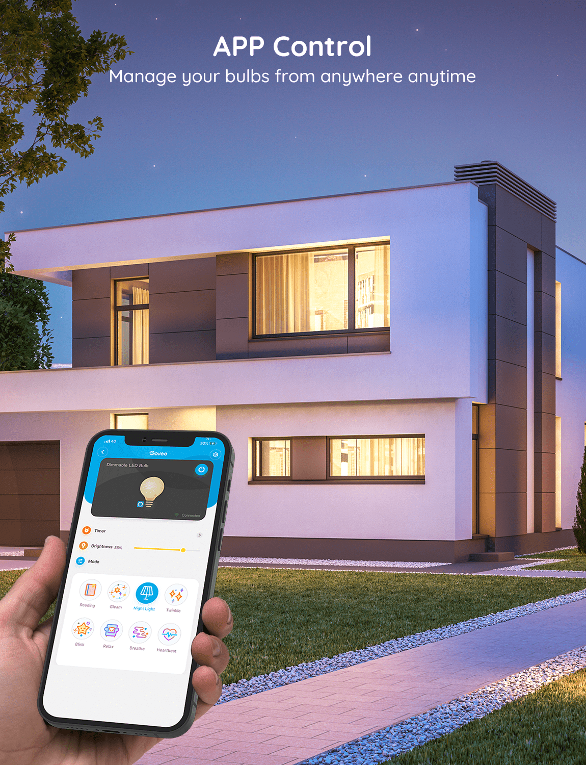 800LM White Light LED Smart Bulb,Works with Alexa and Google Assistant,WiFi & Bluetooth LED Light Bulbs,1 Pack