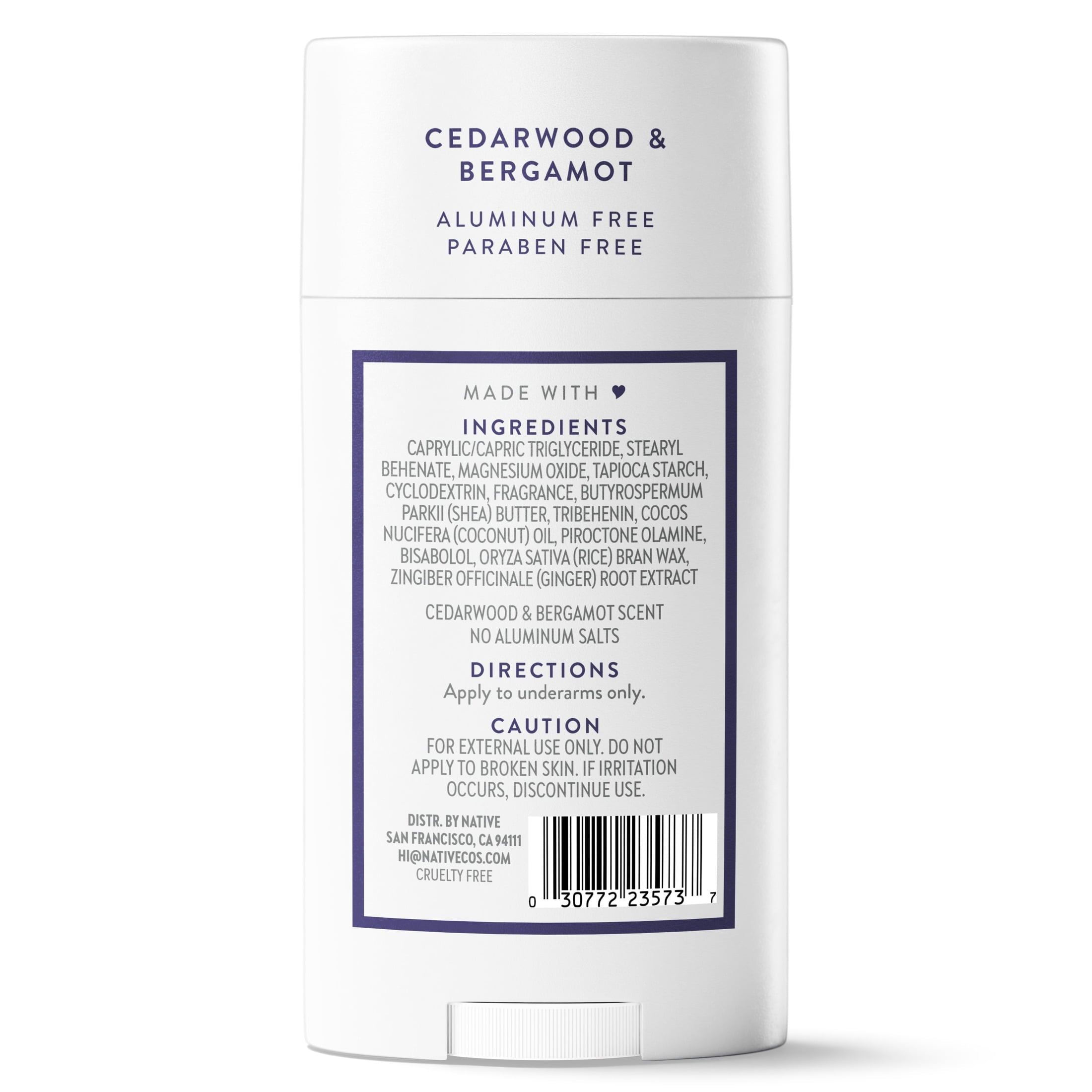 Aluminum Free Deodorant For Men, 72 Hour Solid Deodorant Stick, Cedarwood & Bergamot, 2.65oz