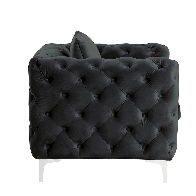 Morden Fort Modern Loveseat Two-Seater Sofa with Dutch Velvet, Solid Wood Frame and Iron Legs