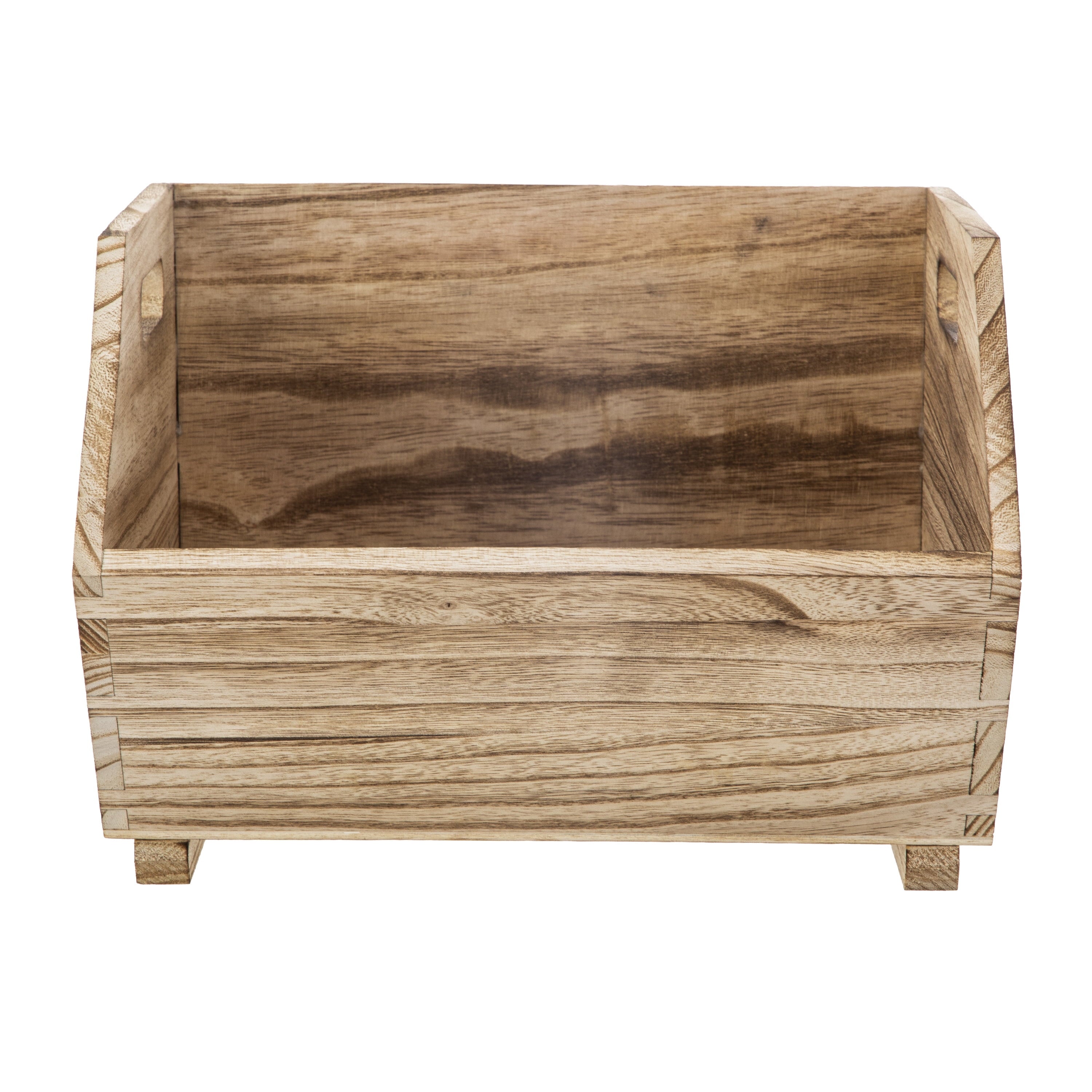 Better Homes & Gardens 2-Piece Set Natural Wood Stacking Open Front Decorative Storage Bins, 11 in x 16.5 in x 10 in