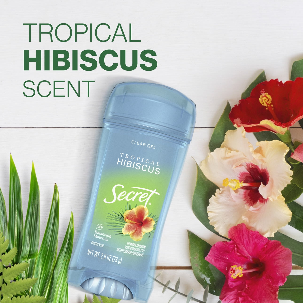 Clear Gel Tropical Hibiscus, Antiperspirant Deodorant for Women, 2.6oz
