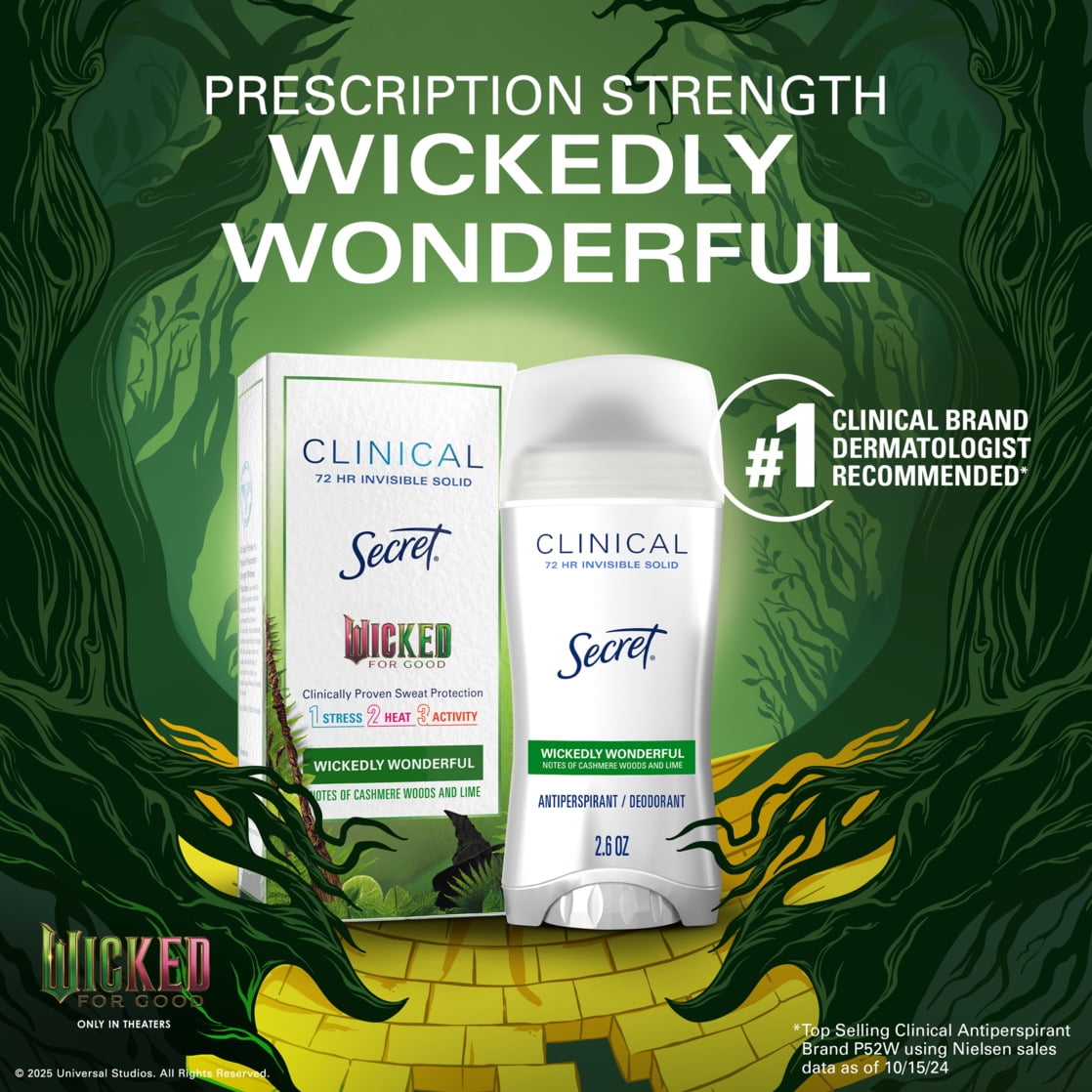 Clinical Invisible Solid Antiperspirant & Deodorant for Women, Wickedly Wonderful, Notes of Cashmere, Wood, and Lime, 2.6oz