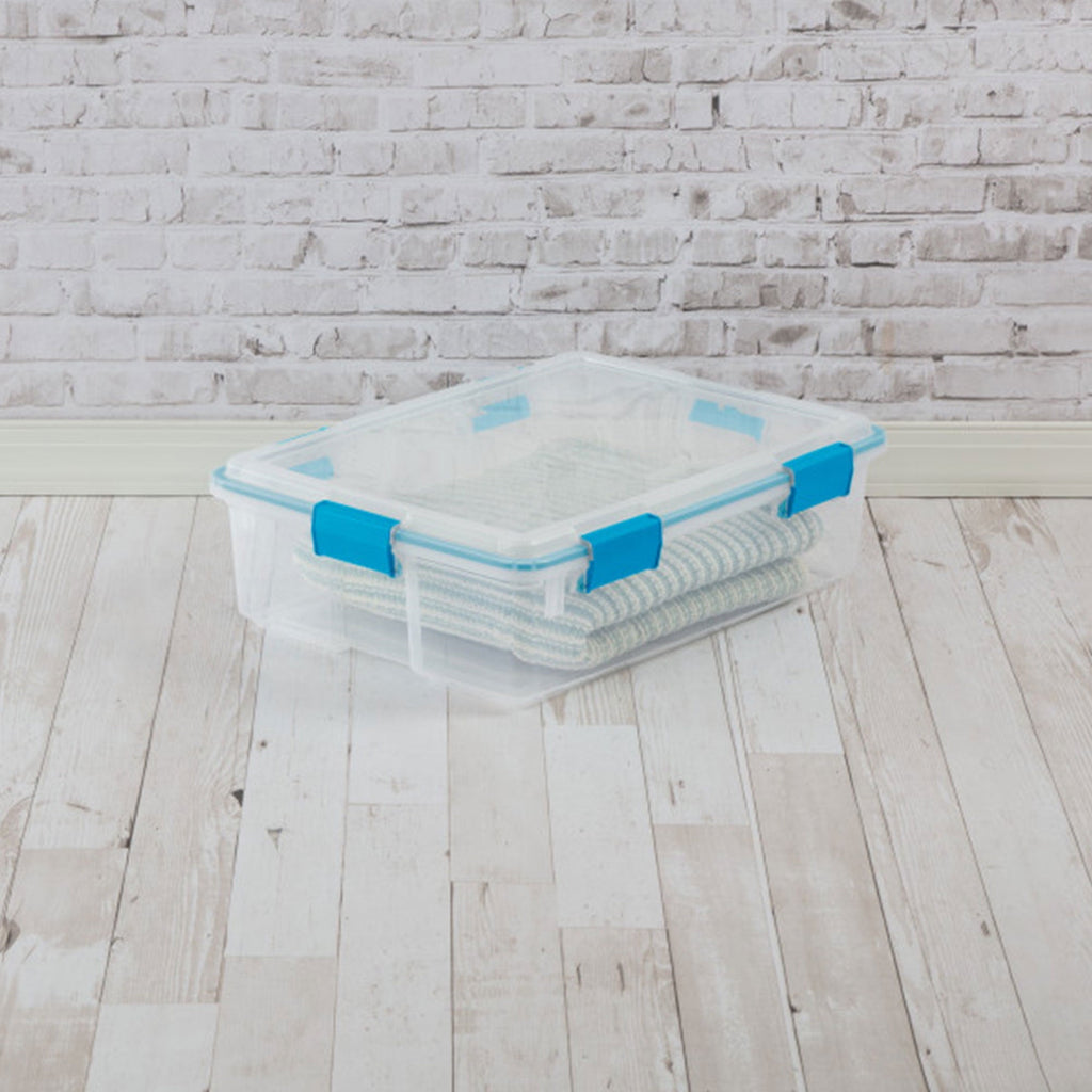 7.5 Quart Clear Plastic Storage Box with Latching Lids, (6 Pack)