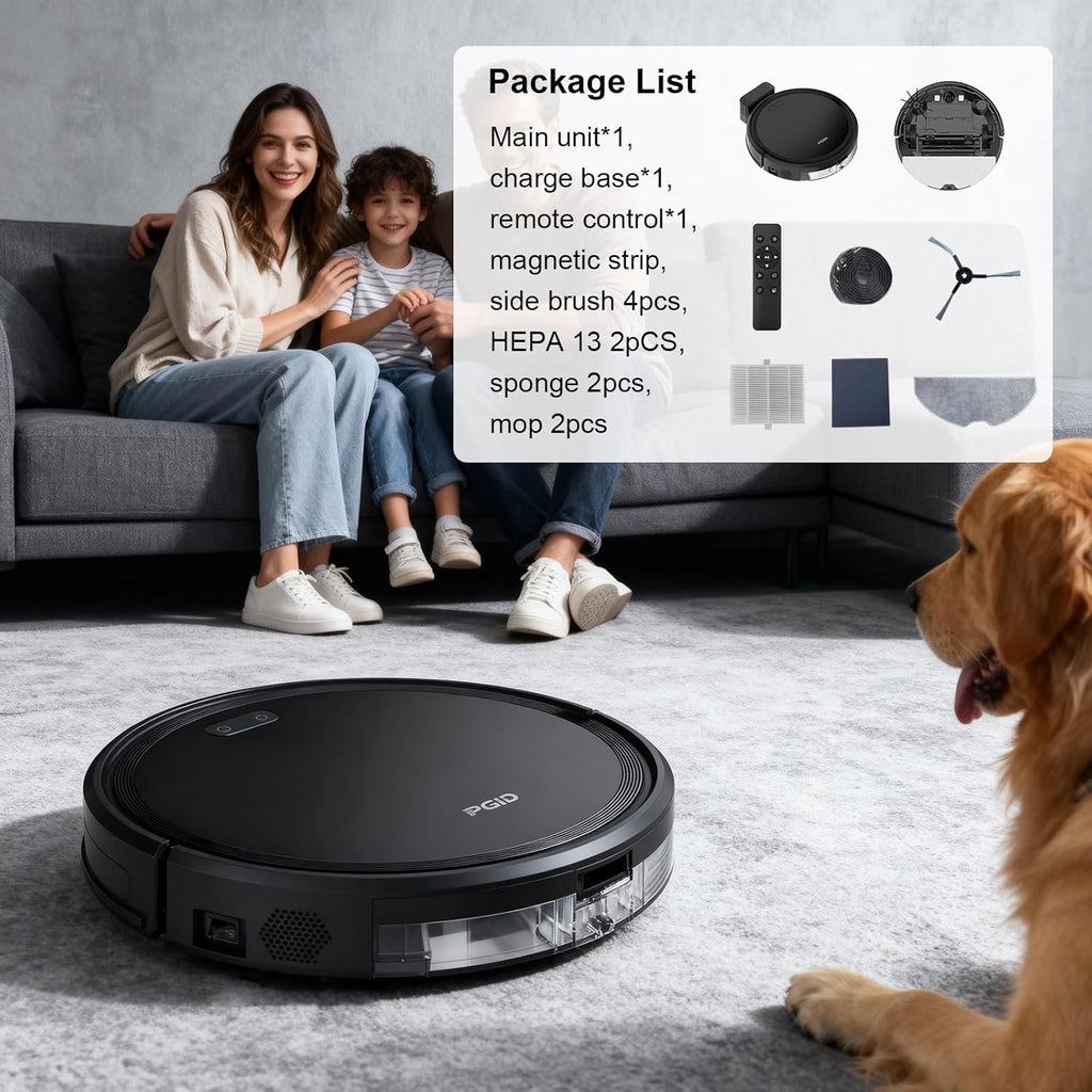 Robot Vacuum and Mop Combo, 2 in 1 Mopping Robotic Vacuum Cleaner w Schedule,Robot Vacuum Self Emptying App/Remote,5000Pa Strong Suction, Slim, Ideal for Hard Floor, Pet Hair (F7s)