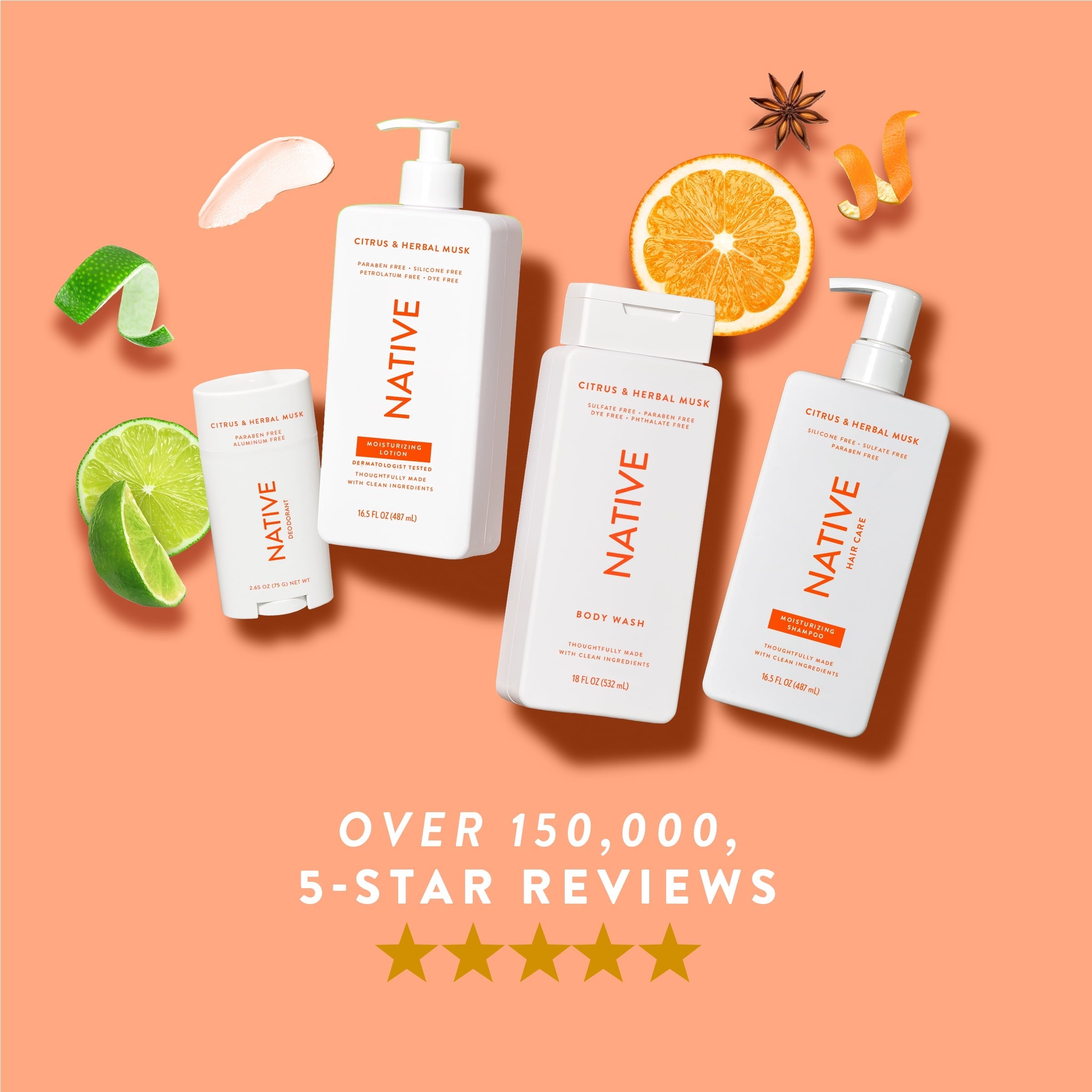 Body Wash, Citrus & Herbal Musk, Sulfate Free, Naturally Derived Ingredients, 24hr Freshness, for Women & Men, 36 fl oz