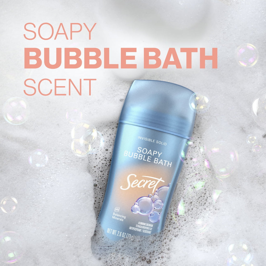 Fresh Invisible Solid Antiperspirant & Deodorant for Women, Bubble Bath, 2.6oz