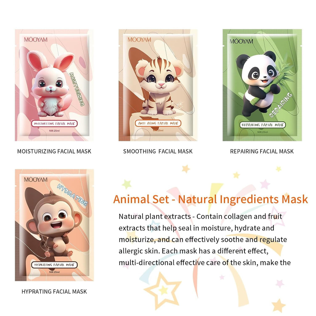 11 Pack Fruit Moisturizing Facial Mask Sheet, Rich in Fruit Essence Face Mask to Brighten and Hydrate Dull Skin